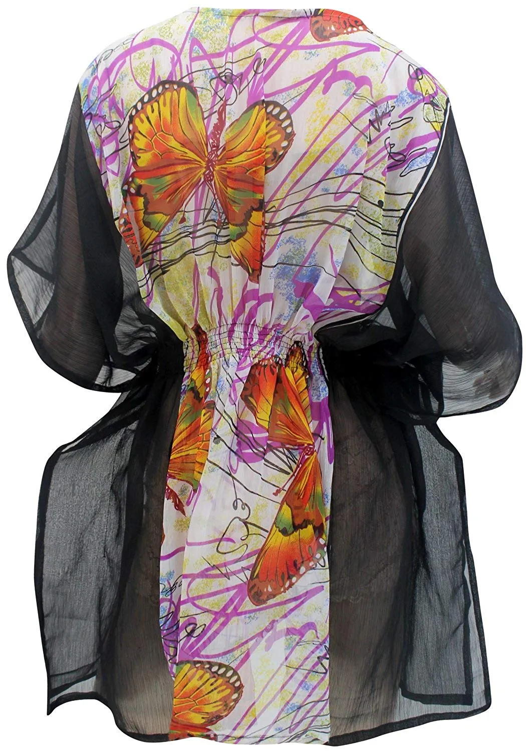 LA LEELA Chiffon Printed Swimwear Women Cover Up OSFM 14-26 [L-4X] Purple_5976