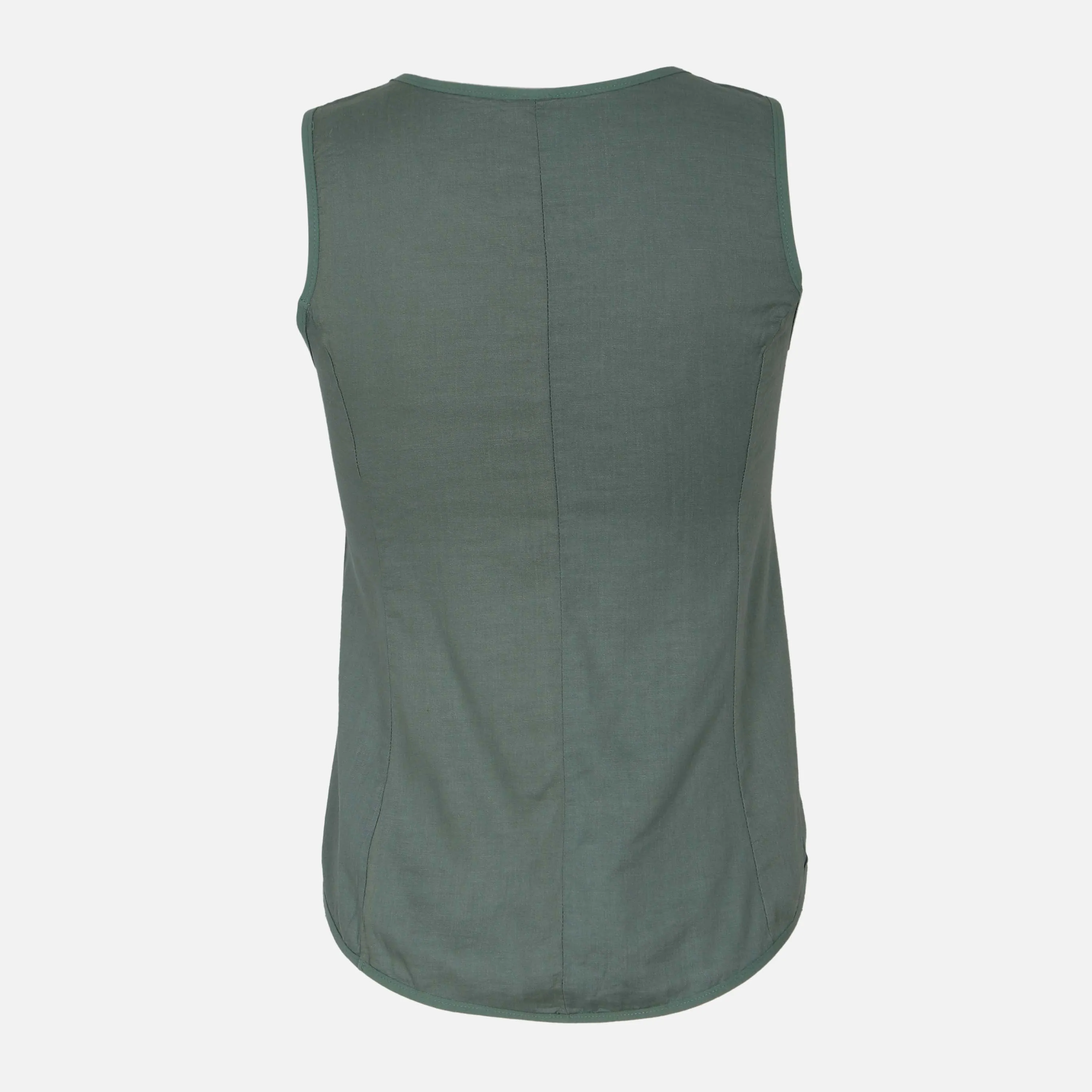 LADIES SHORT SLEEVE WOVEN TOP