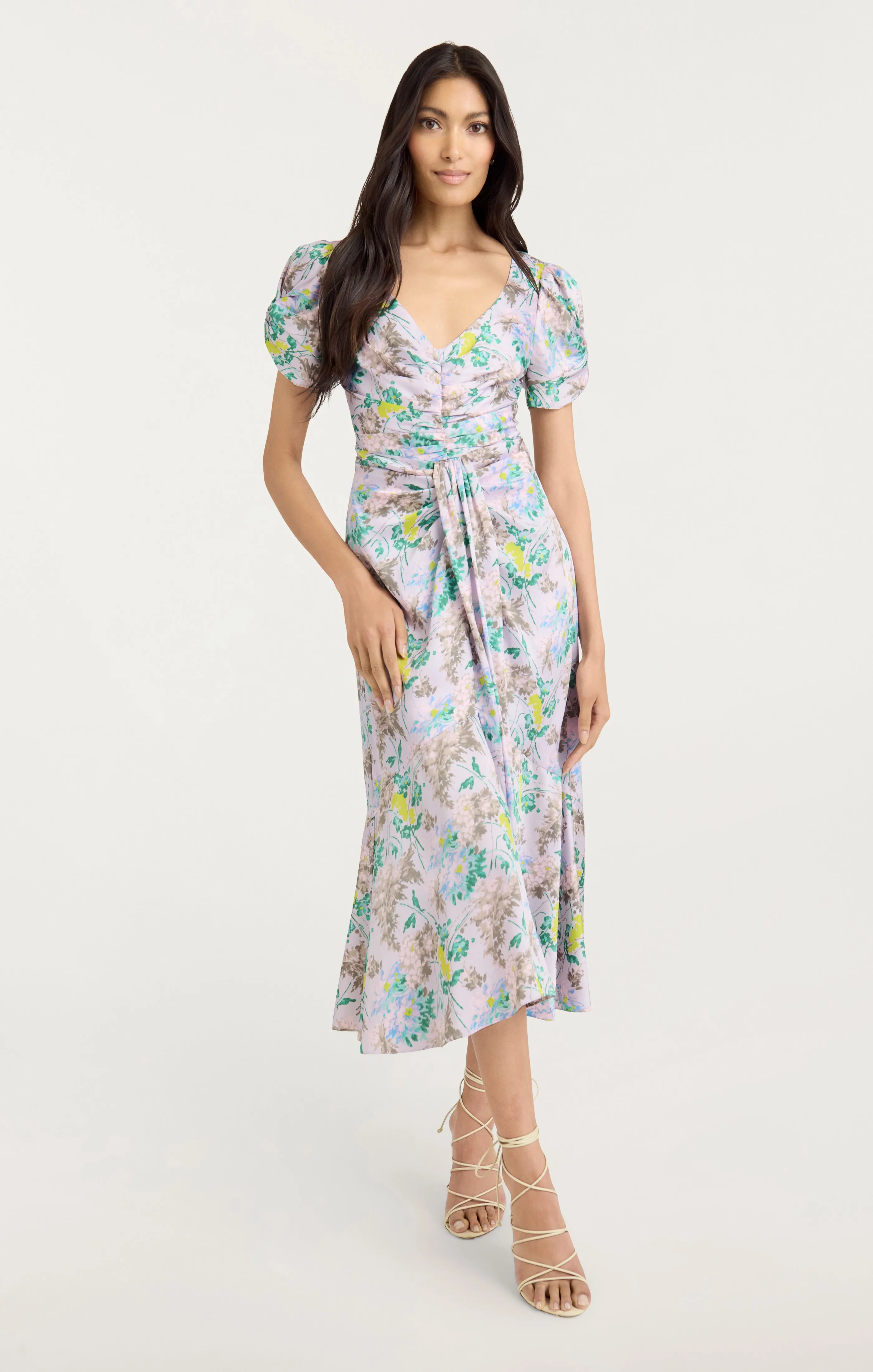 Light Washed Floral Walker Dress