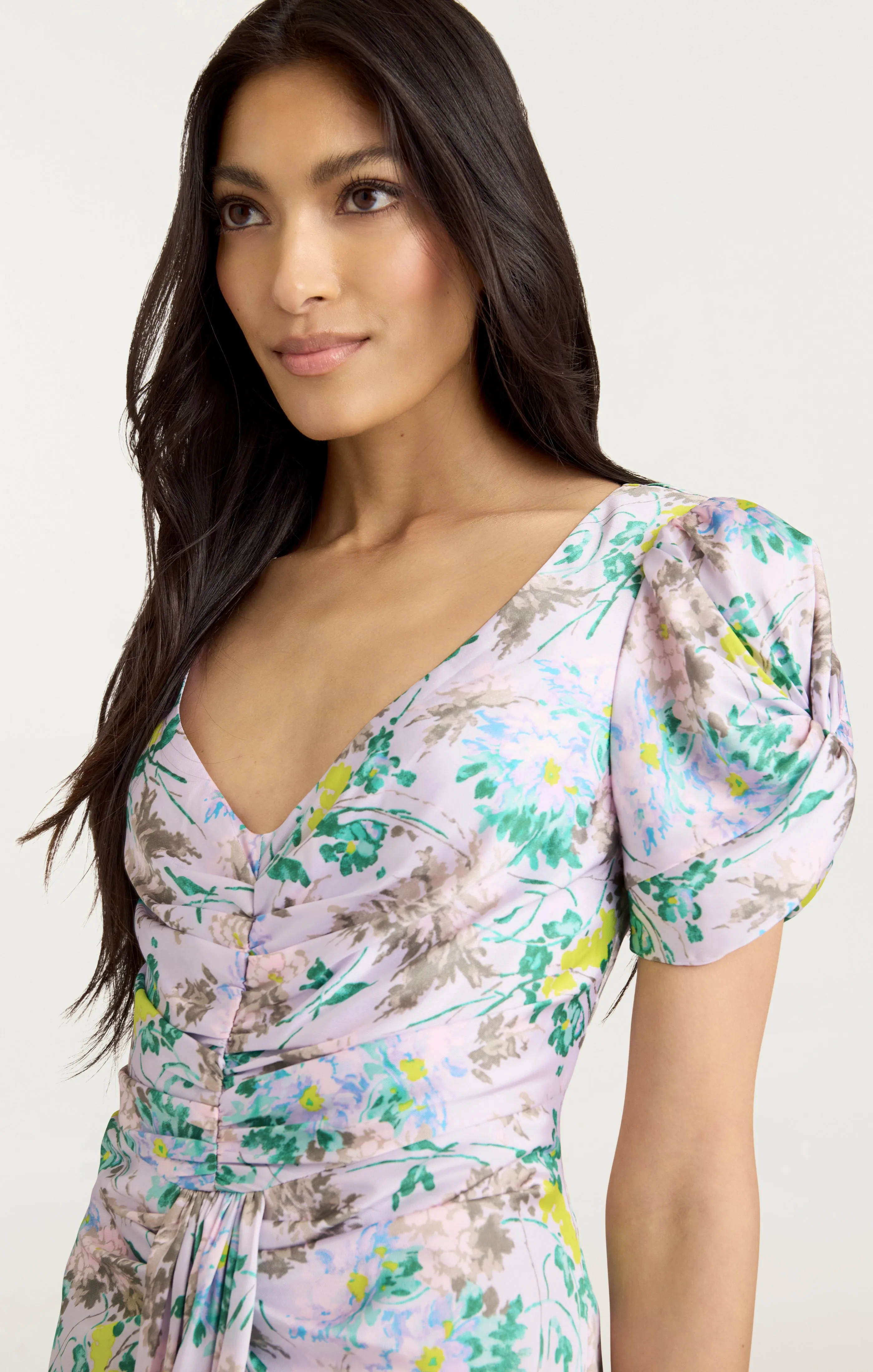 Light Washed Floral Walker Dress