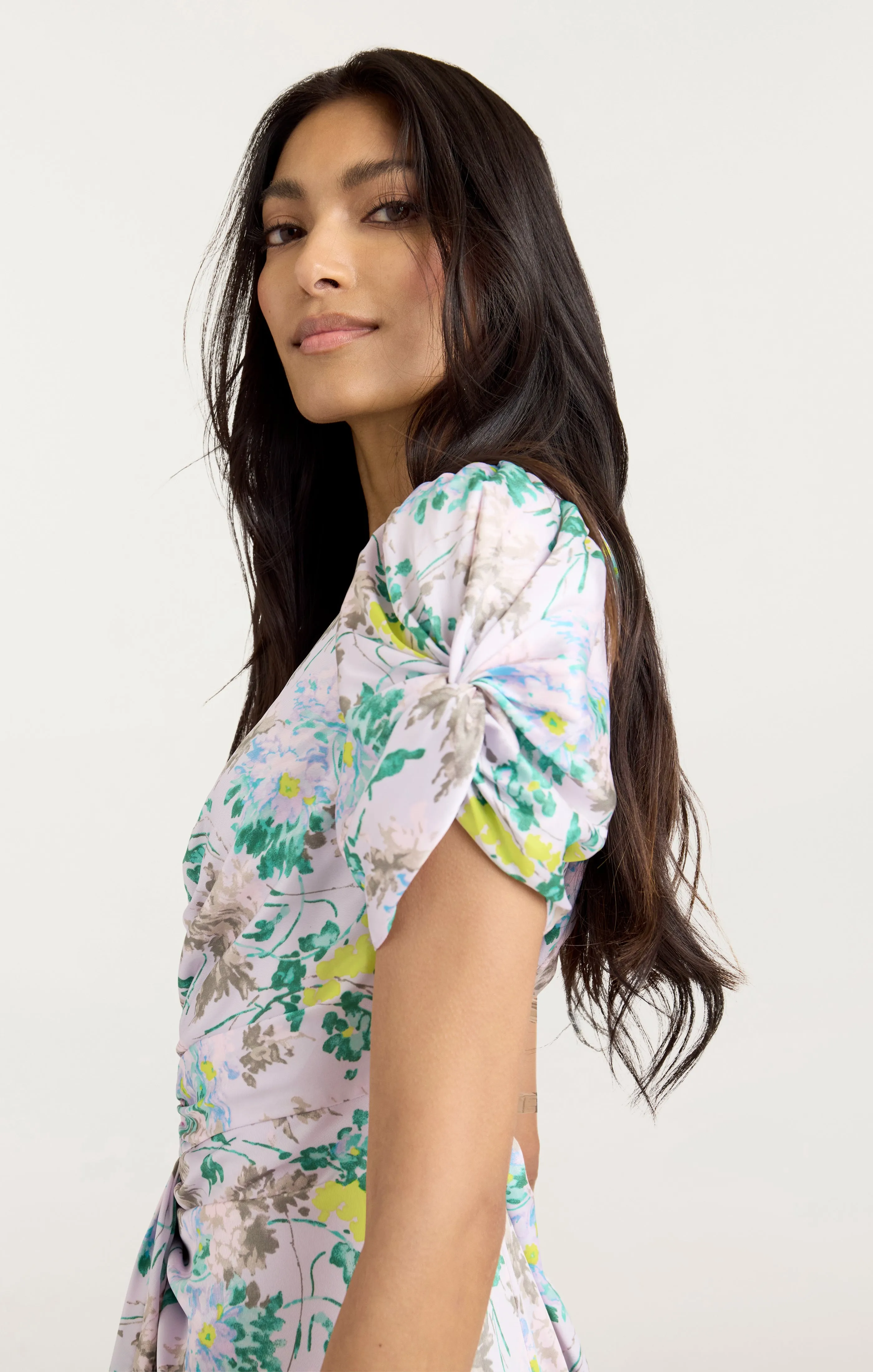 Light Washed Floral Walker Dress
