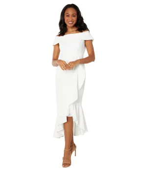 Maggy London Crepe Midi Dress with Ruffle Hem