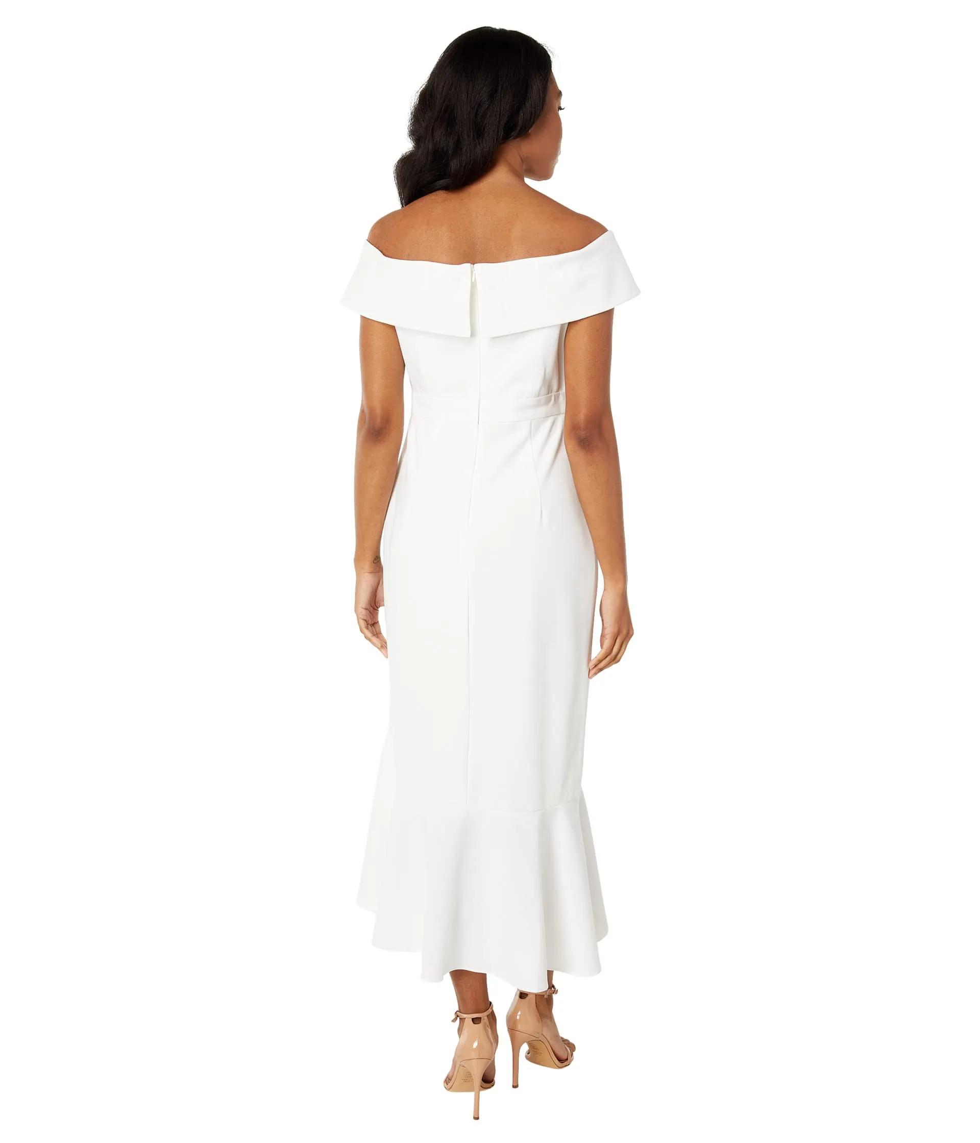 Maggy London Crepe Midi Dress with Ruffle Hem