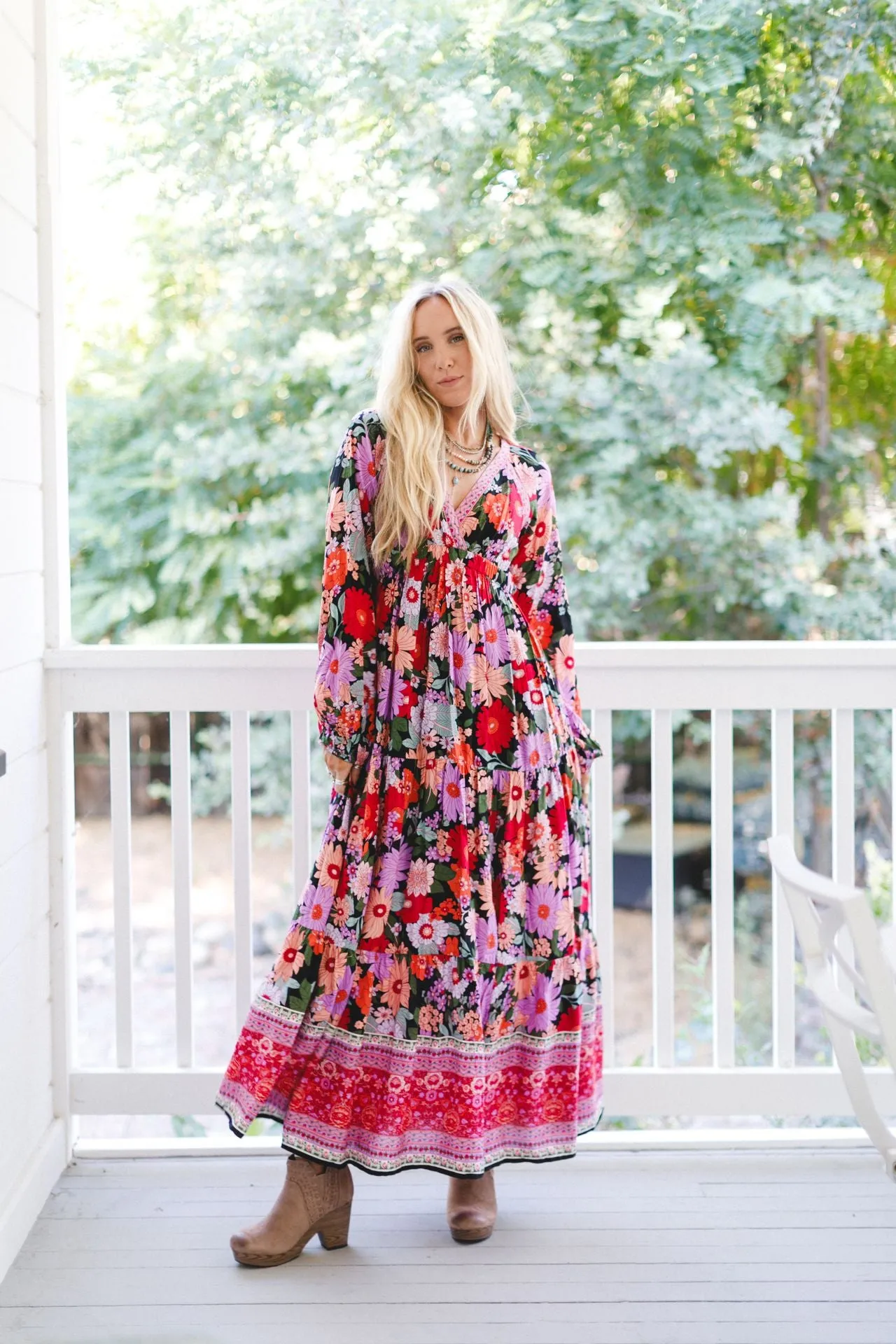 Meadow Edge Maxi Dress - Black Multi