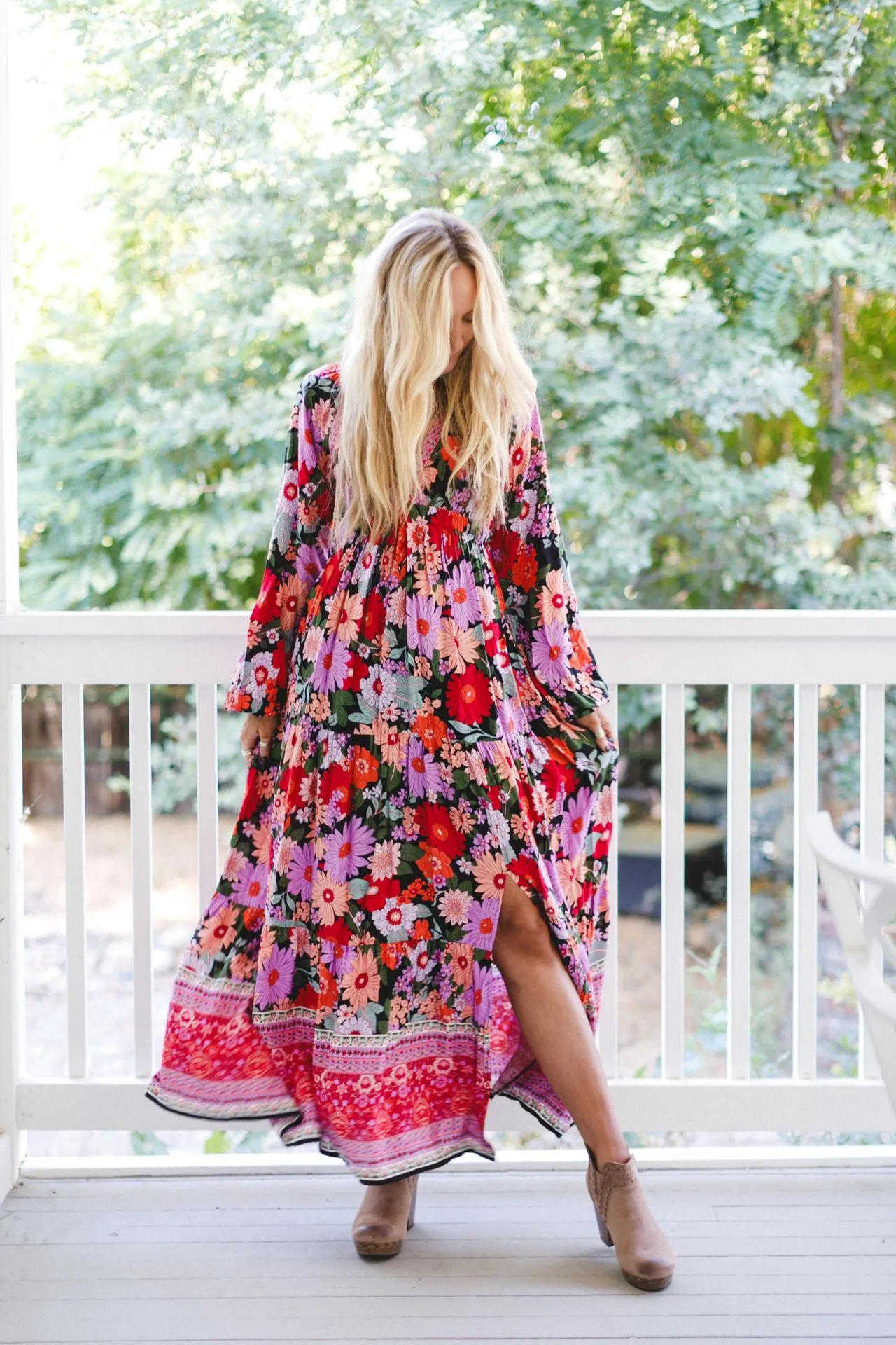 Meadow Edge Maxi Dress - Black Multi