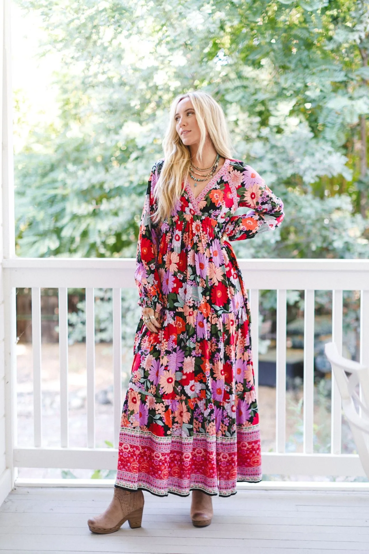 Meadow Edge Maxi Dress - Black Multi