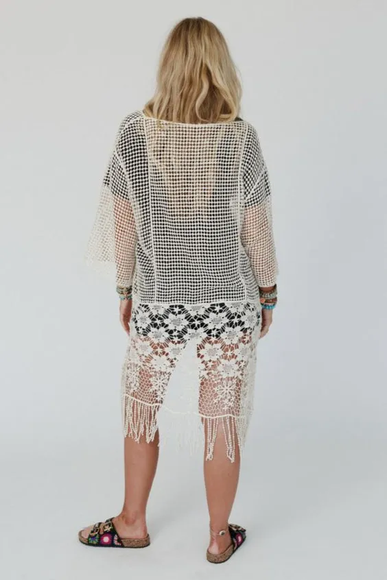 Mix It Up Crochet Kimono - Natural