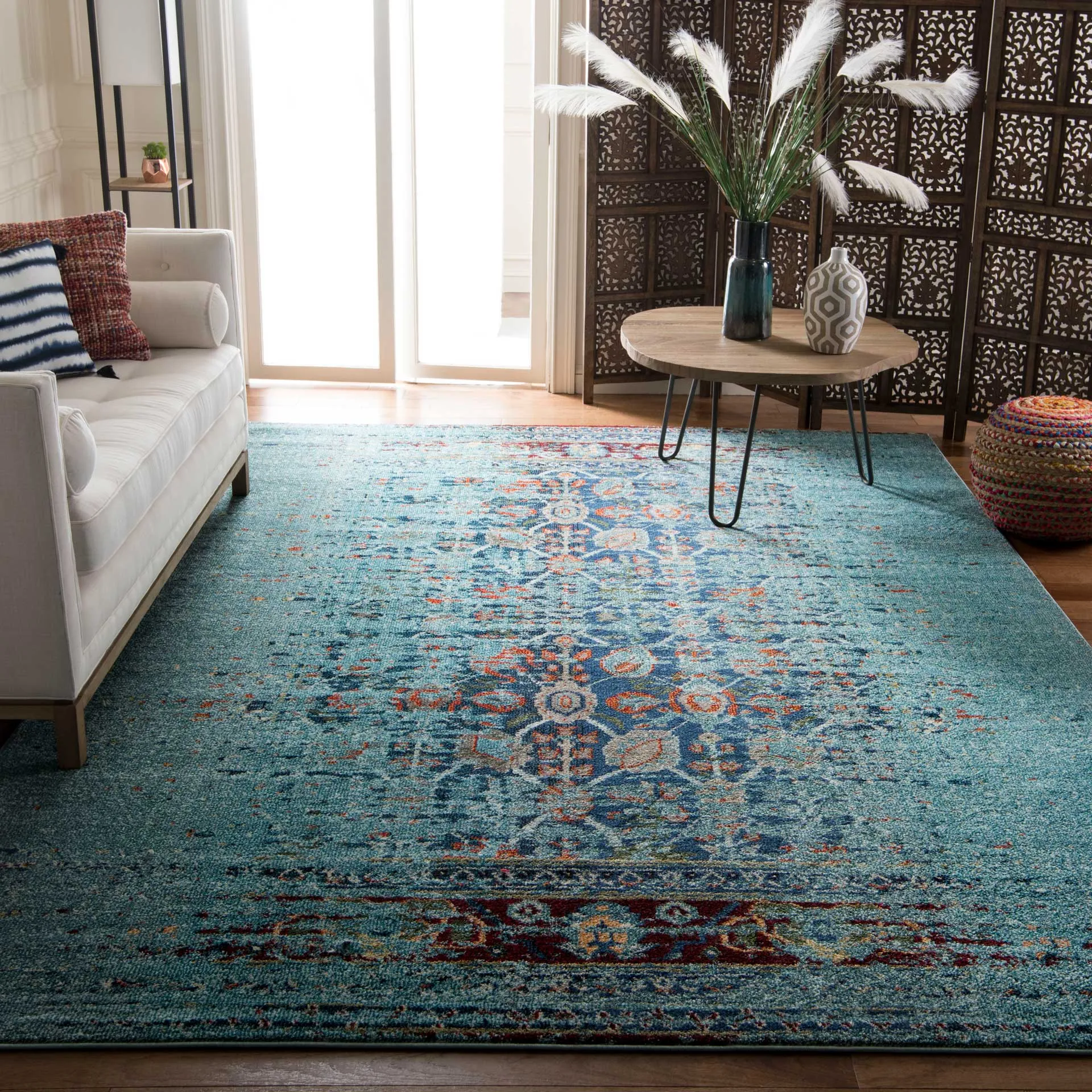 Monaco Washed Blue/Multi Area Rug