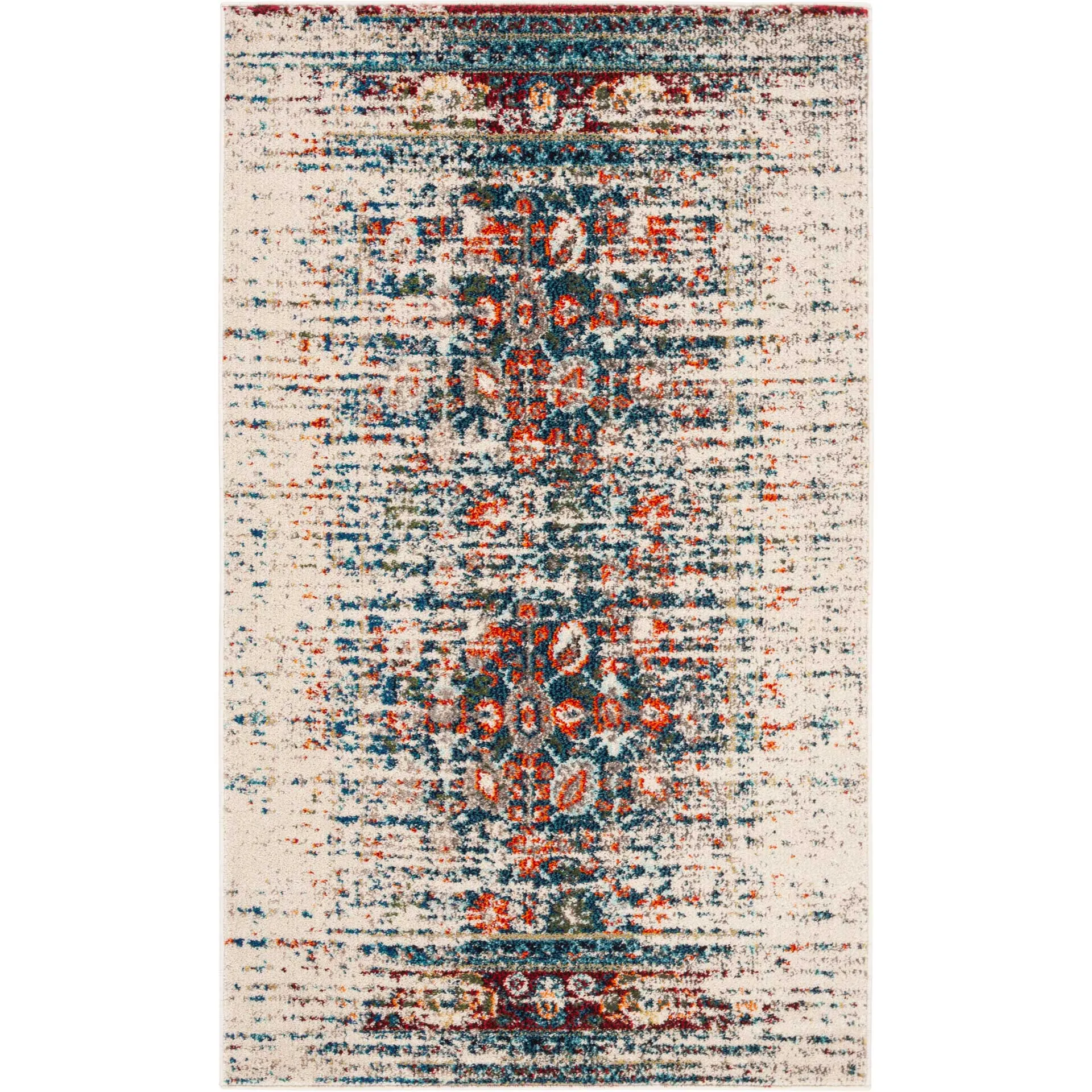 Monaco Washed Ivory/Blue Area Rug
