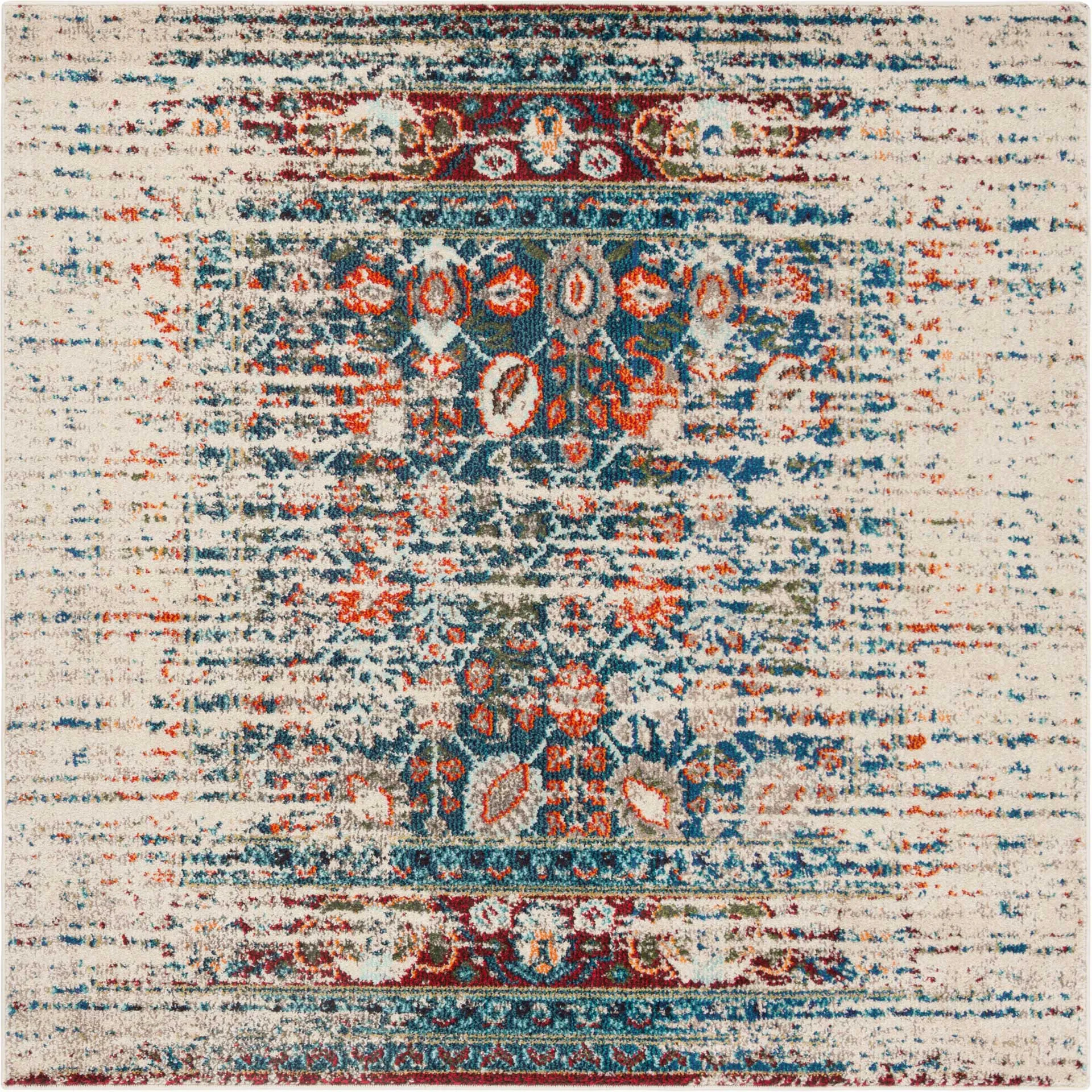 Monaco Washed Ivory/Blue Area Rug