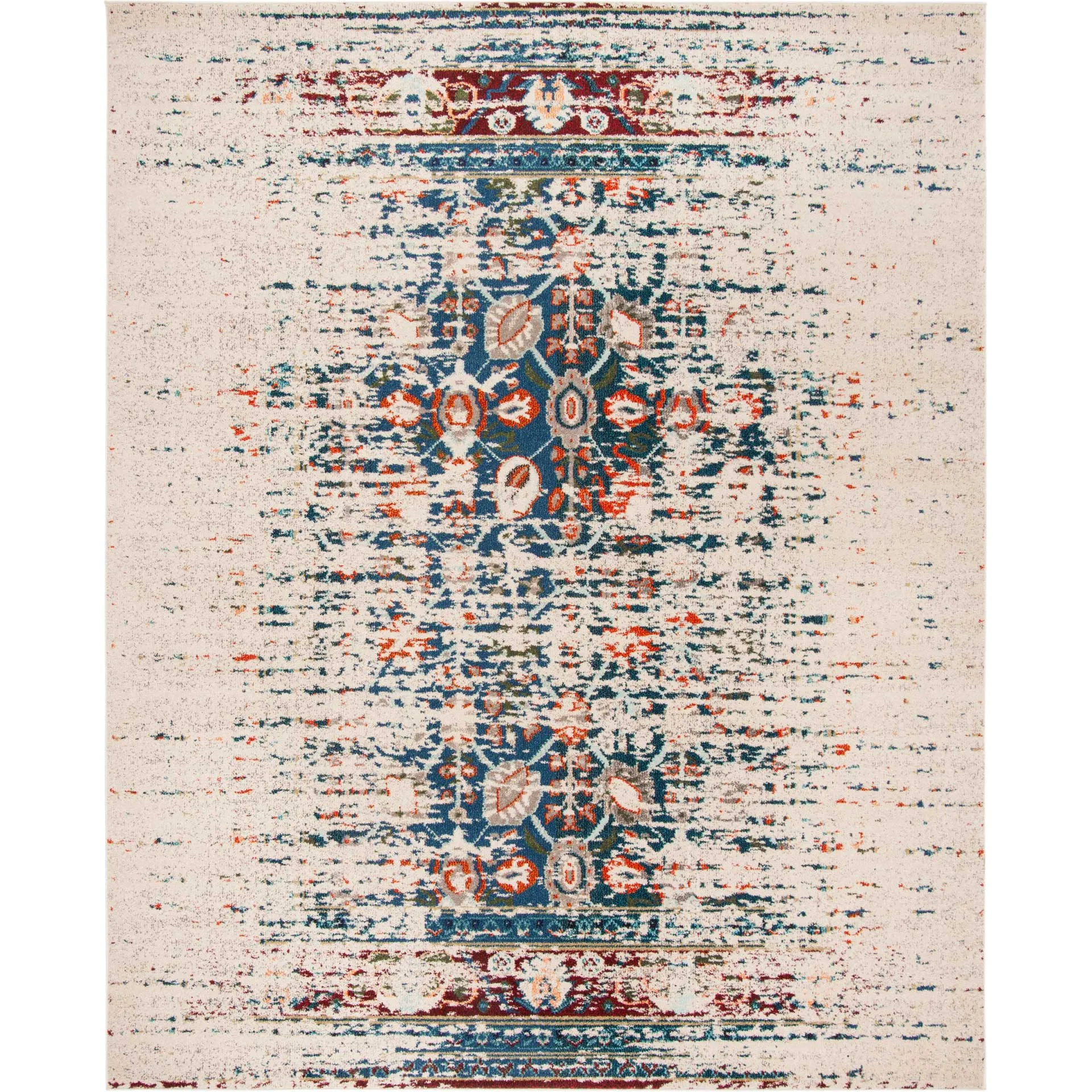 Monaco Washed Ivory/Blue Area Rug