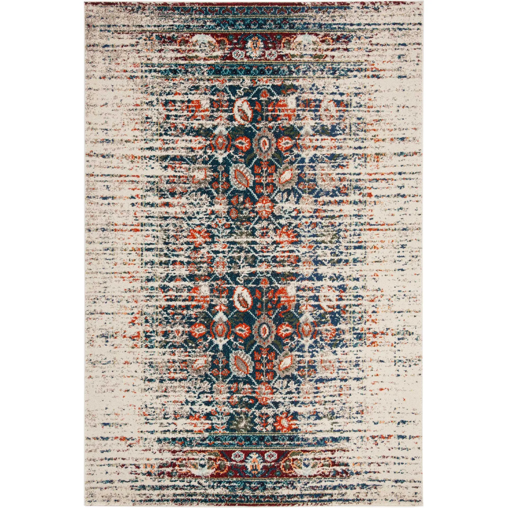 Monaco Washed Ivory/Blue Area Rug