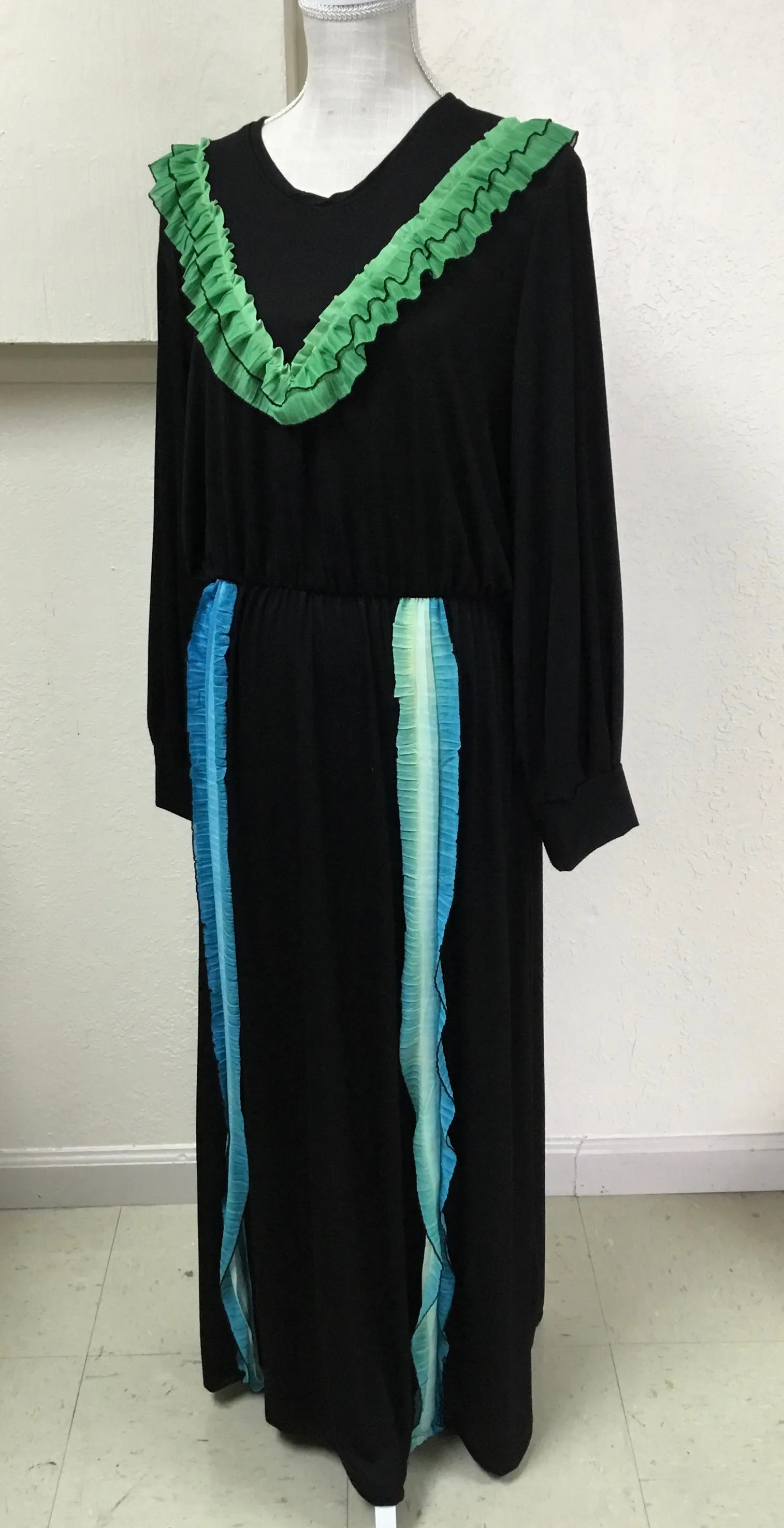 Ombre Striped Ruffled Dress