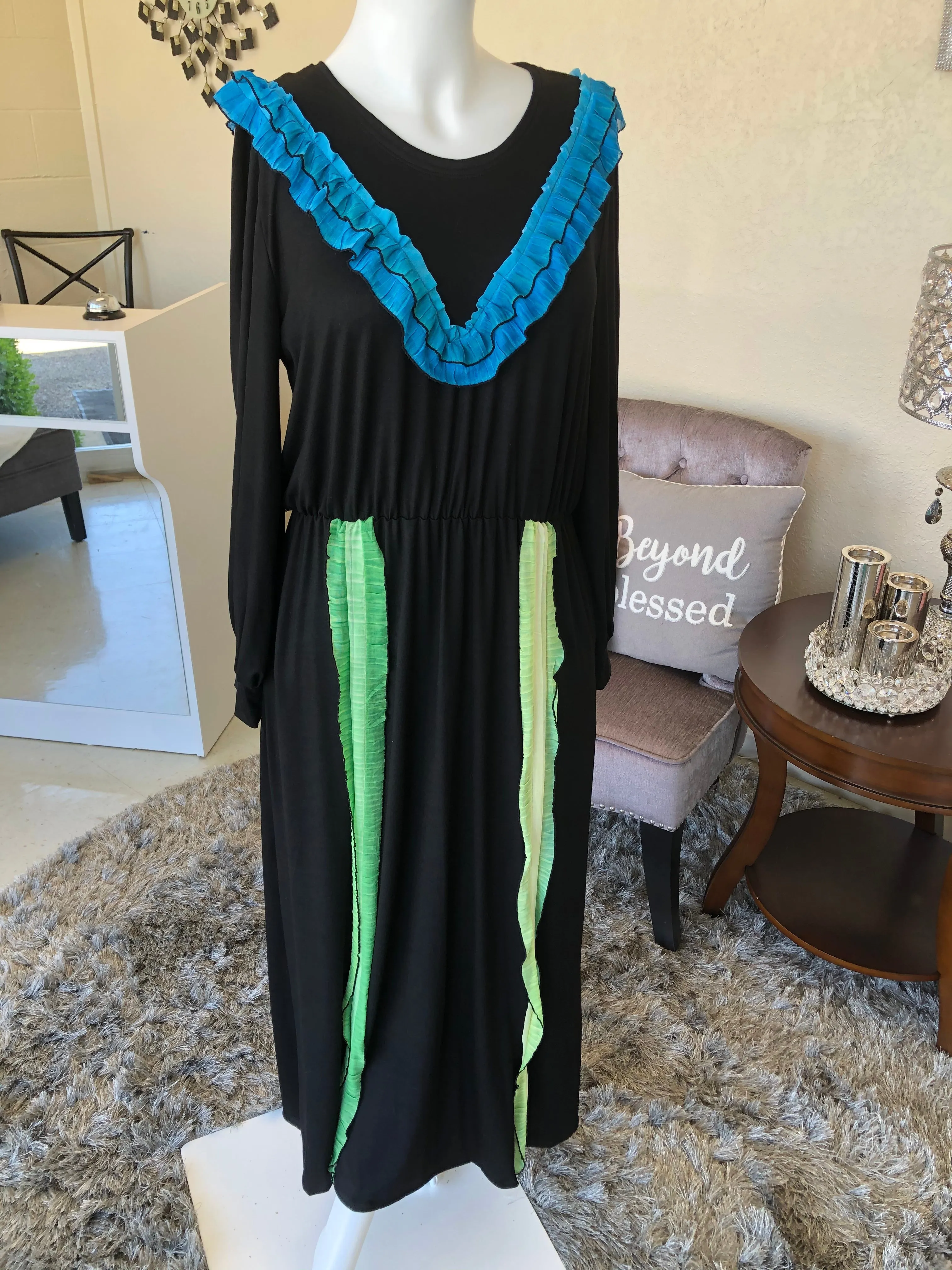 Ombre Striped Ruffled Dress