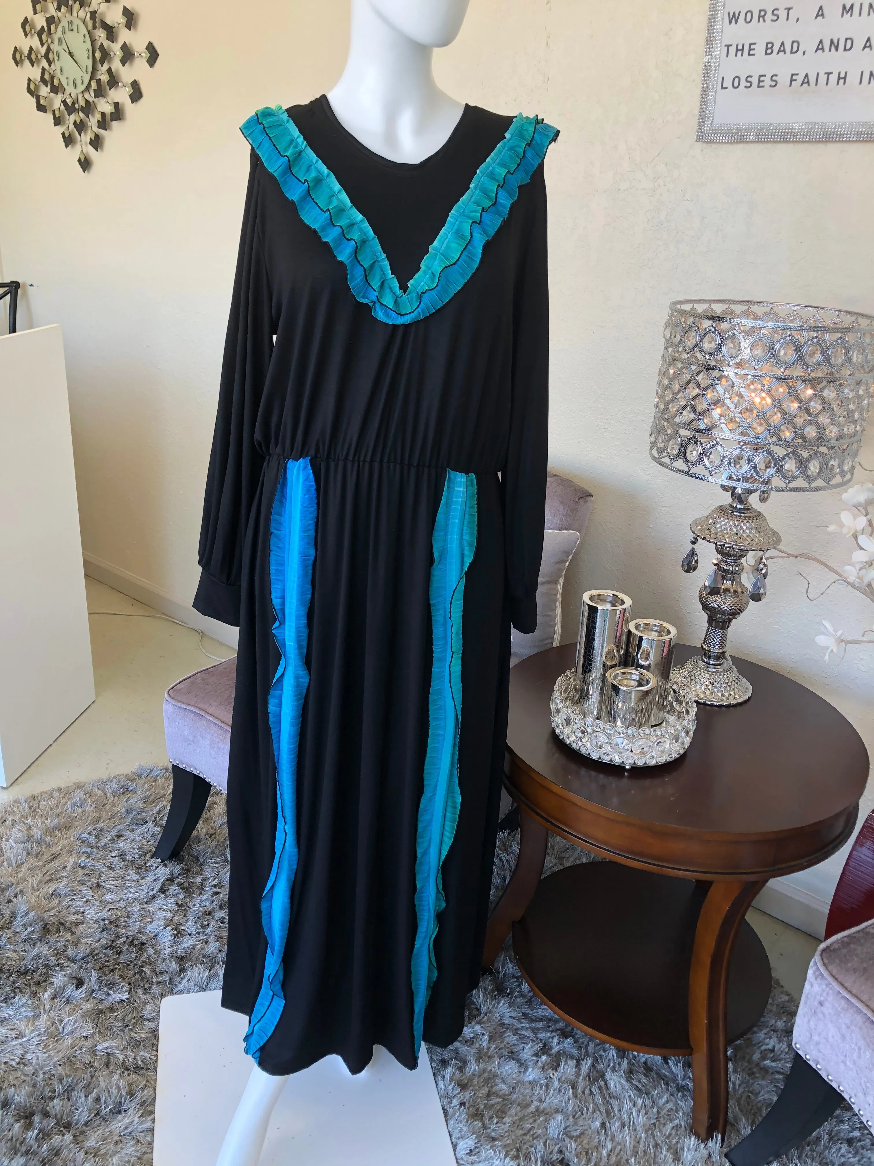 Ombre Striped Ruffled Dress