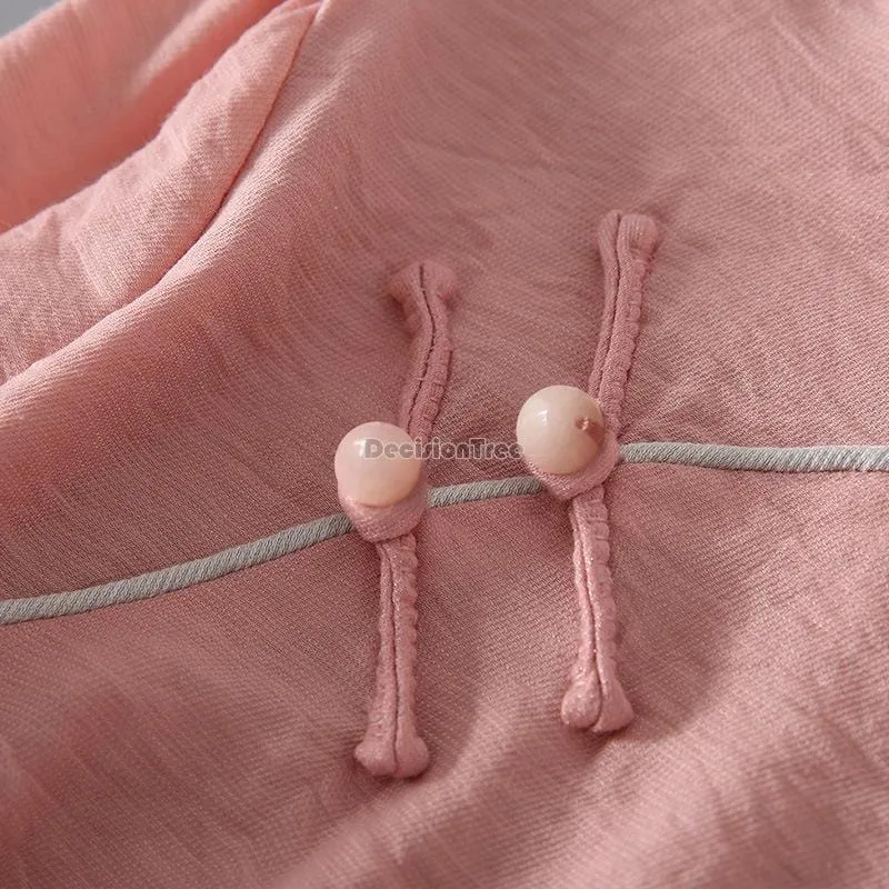 Pink silk linen Chinese Dress