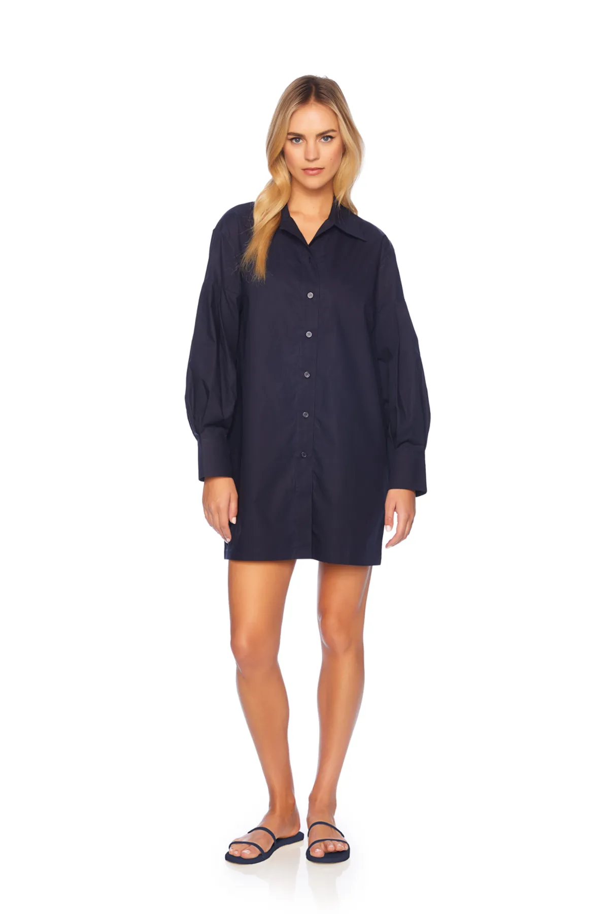 Poplin Button Down Shirt Dress