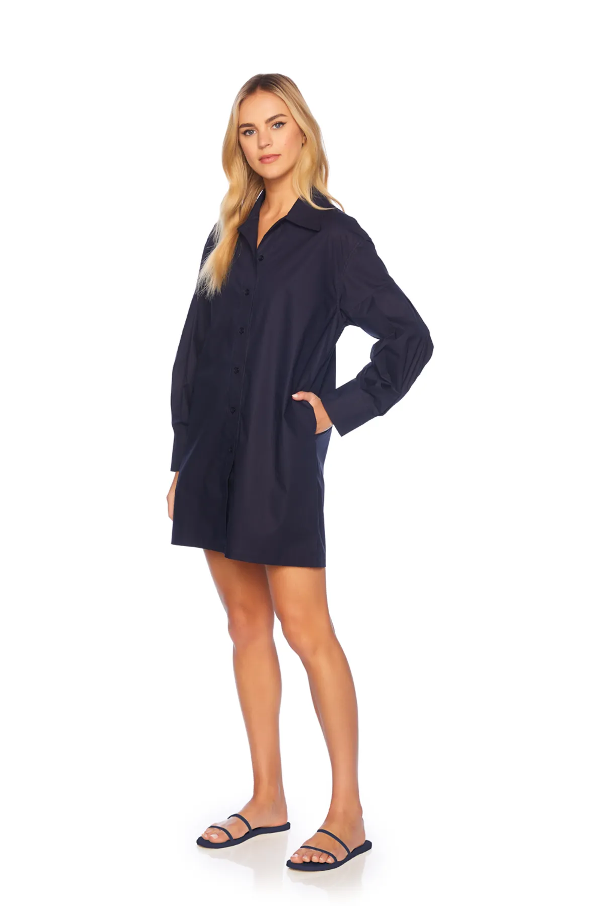 Poplin Button Down Shirt Dress