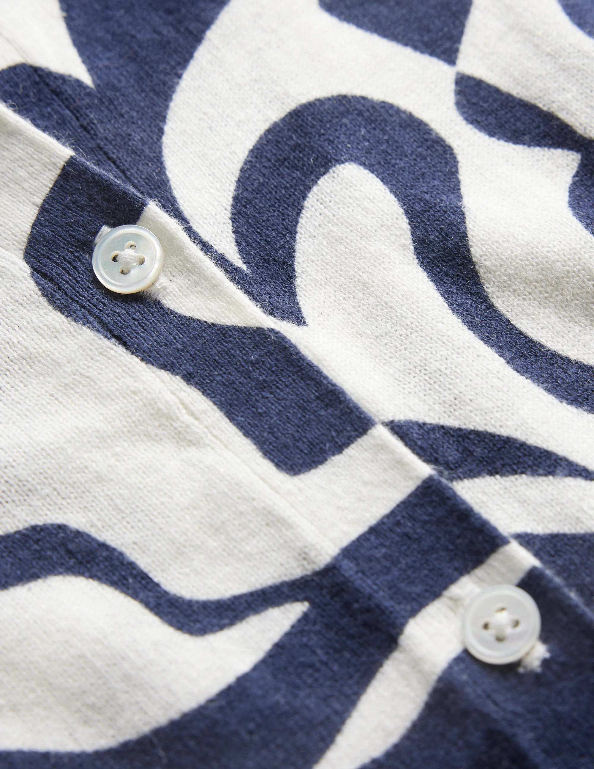 Printed Beach Cardigan-Ink Pot, Ivory Bloom Azure
