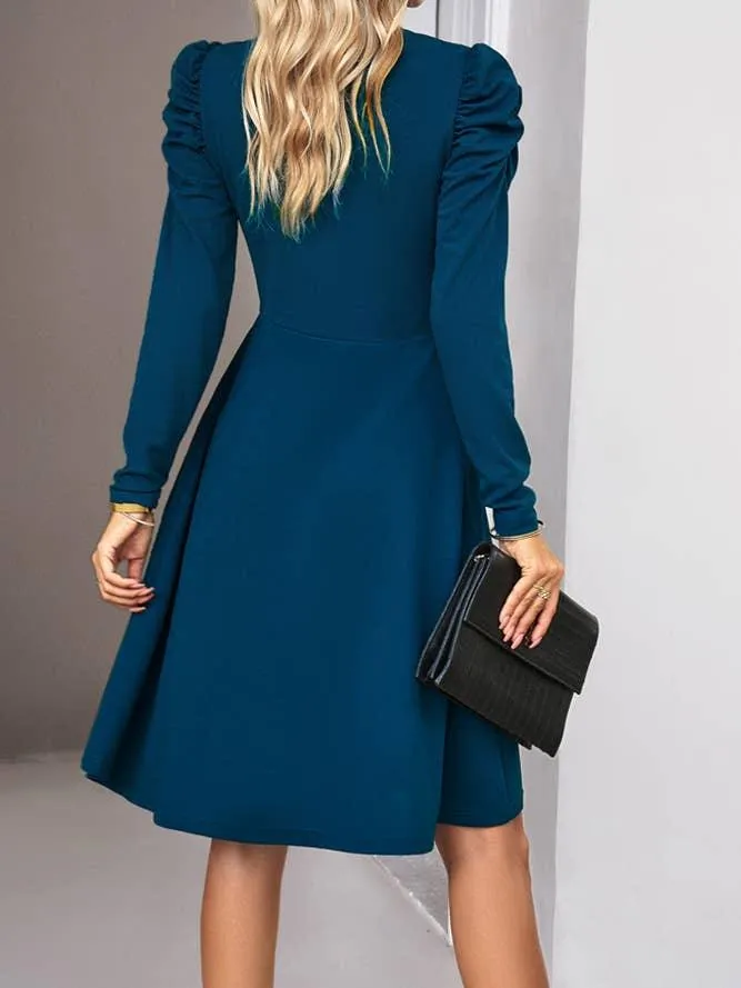 Puff Sleeve Wrap Dress