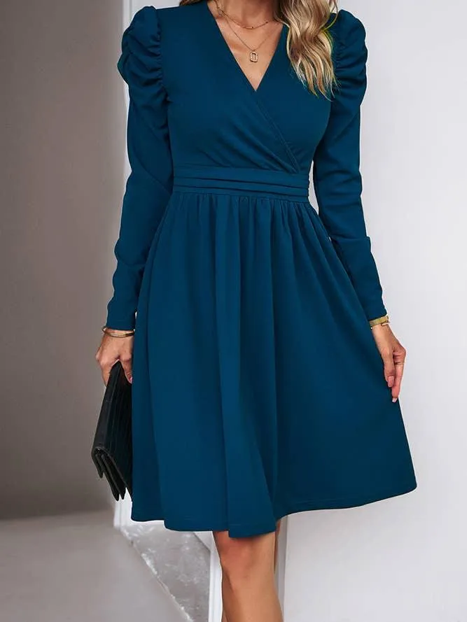 Puff Sleeve Wrap Dress