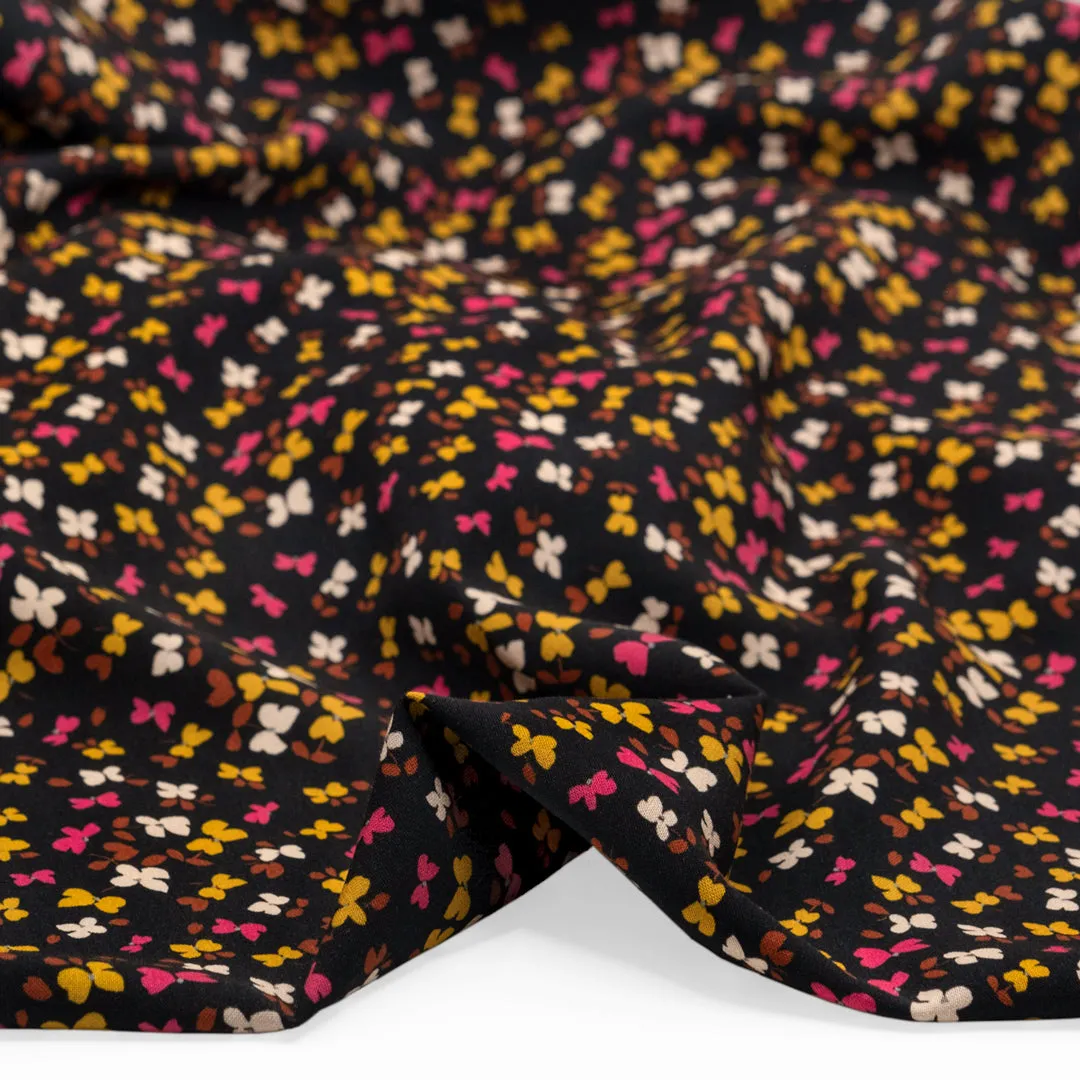 Remnant - 1.1m - Flutter Printed Viscose Challis - Black