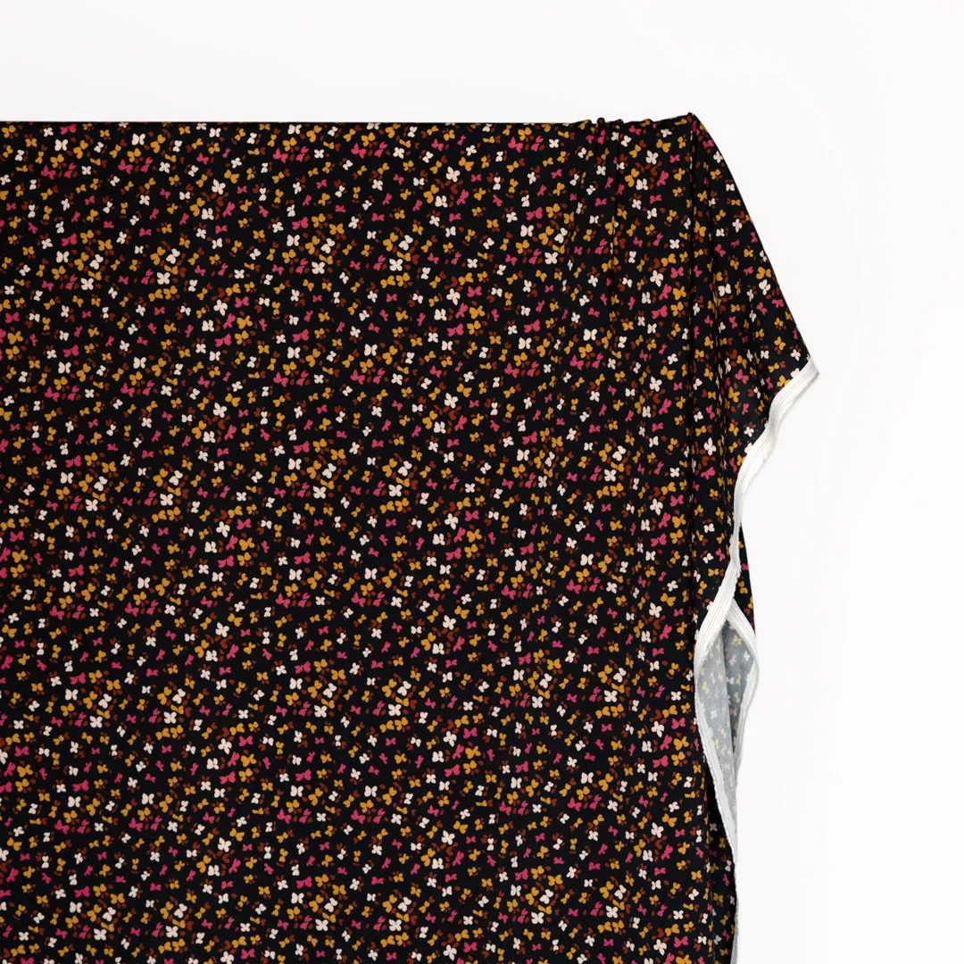 Remnant - 1.1m - Flutter Printed Viscose Challis - Black