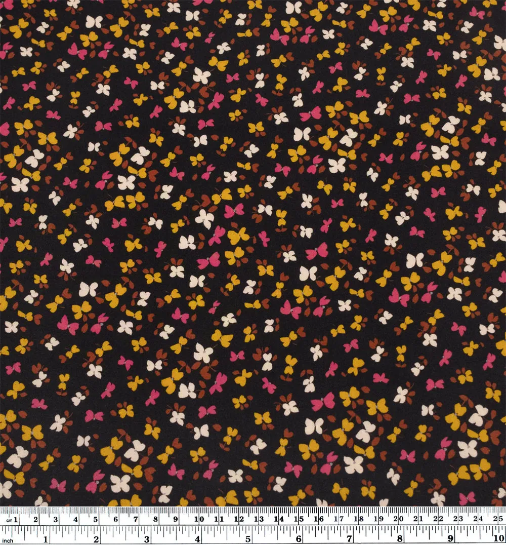 Remnant - 1.1m - Flutter Printed Viscose Challis - Black