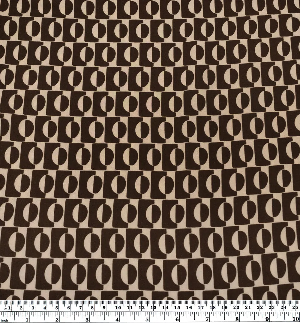 Remnant - 2m - Flip Side Printed Viscose Challis - Espresso/Cream