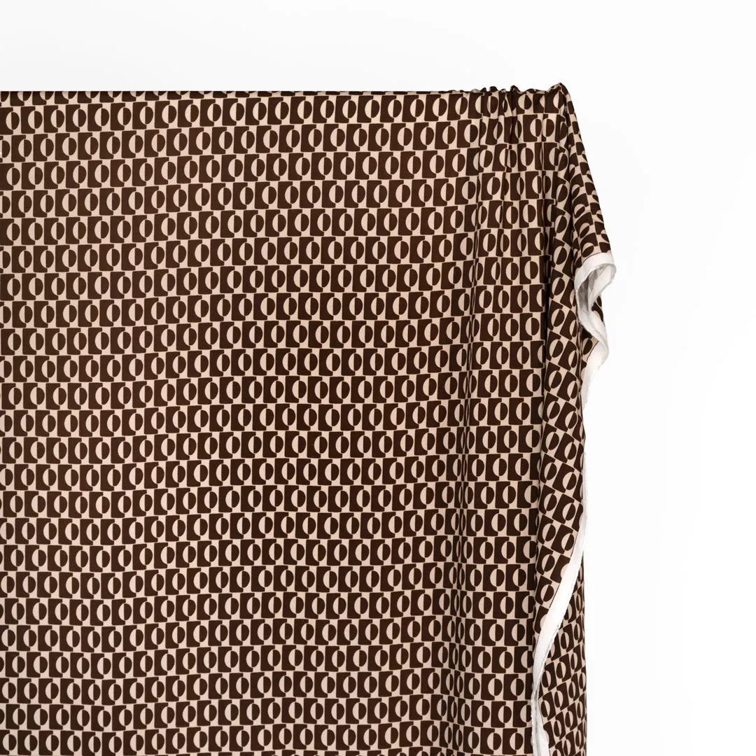 Remnant - 2m - Flip Side Printed Viscose Challis - Espresso/Cream