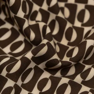 Remnant - 2m - Flip Side Printed Viscose Challis - Espresso/Cream