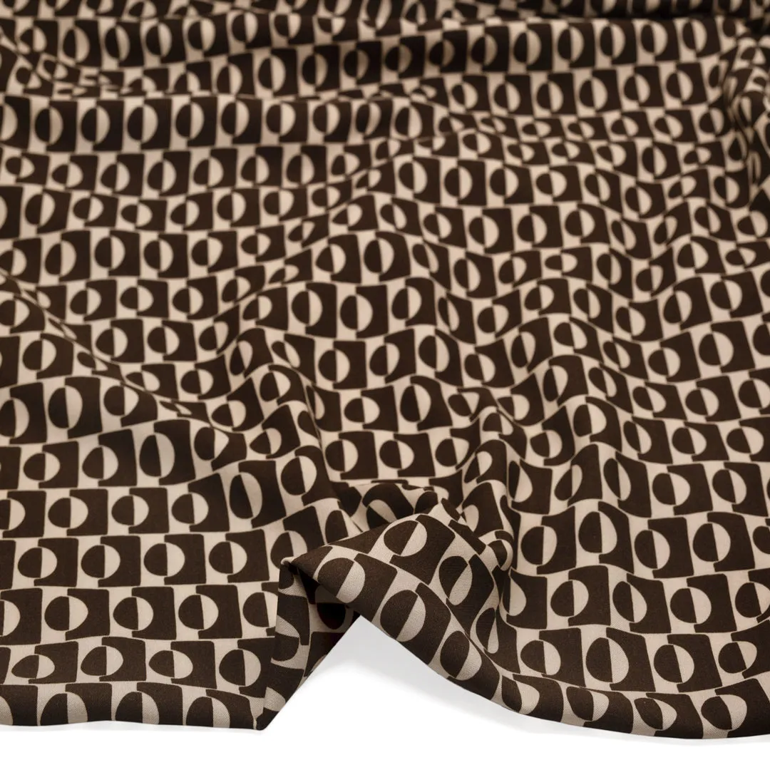 Remnant - 2m - Flip Side Printed Viscose Challis - Espresso/Cream