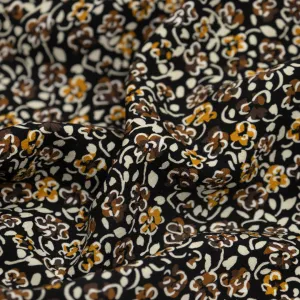 Remnant - 70cm - Floral Whimsy Printed Viscose Challis - Black
