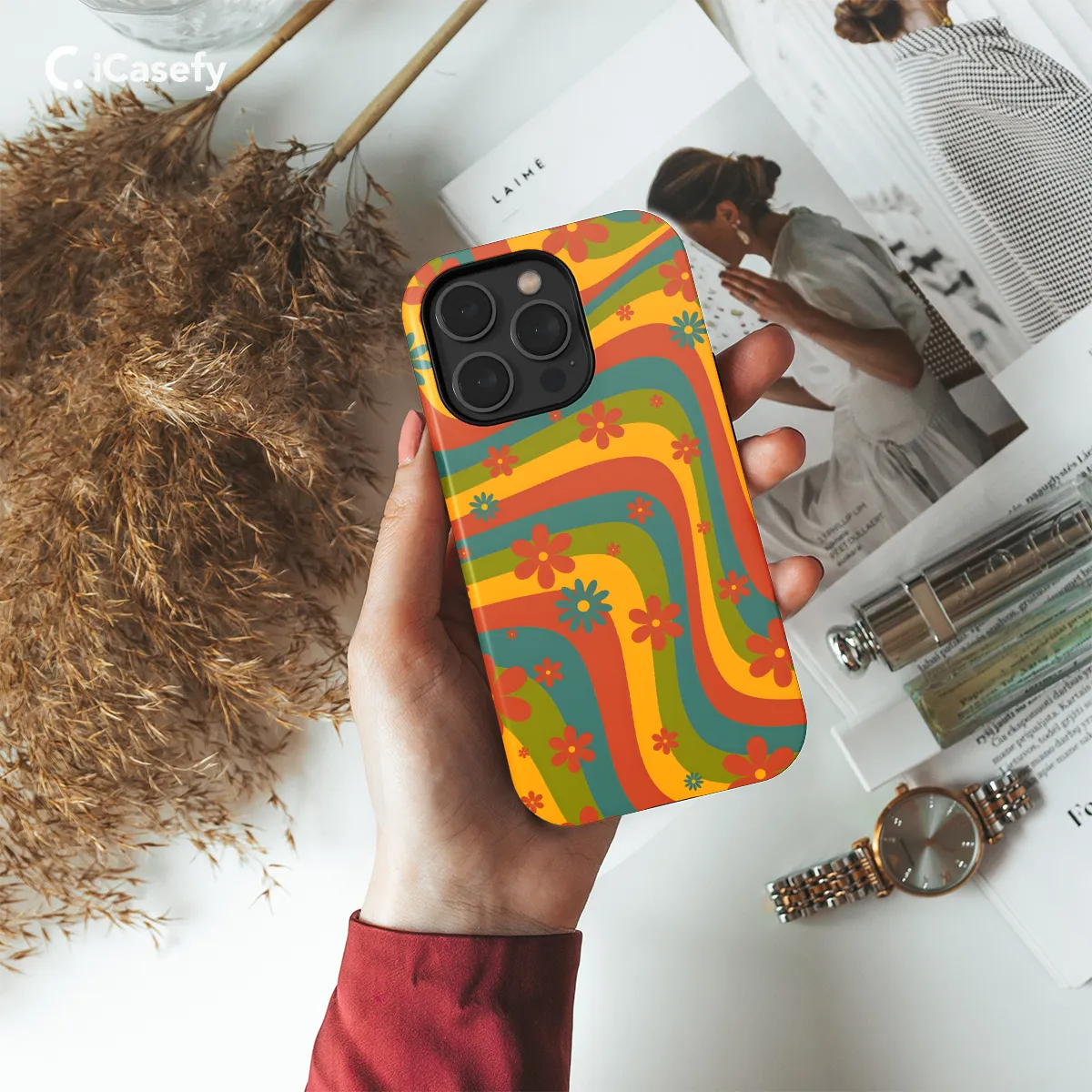 Retro Aesthetic Hippie Flowers Colorful Groovy Vibe Phone Case iPhone Samsung Cover Pixel 649