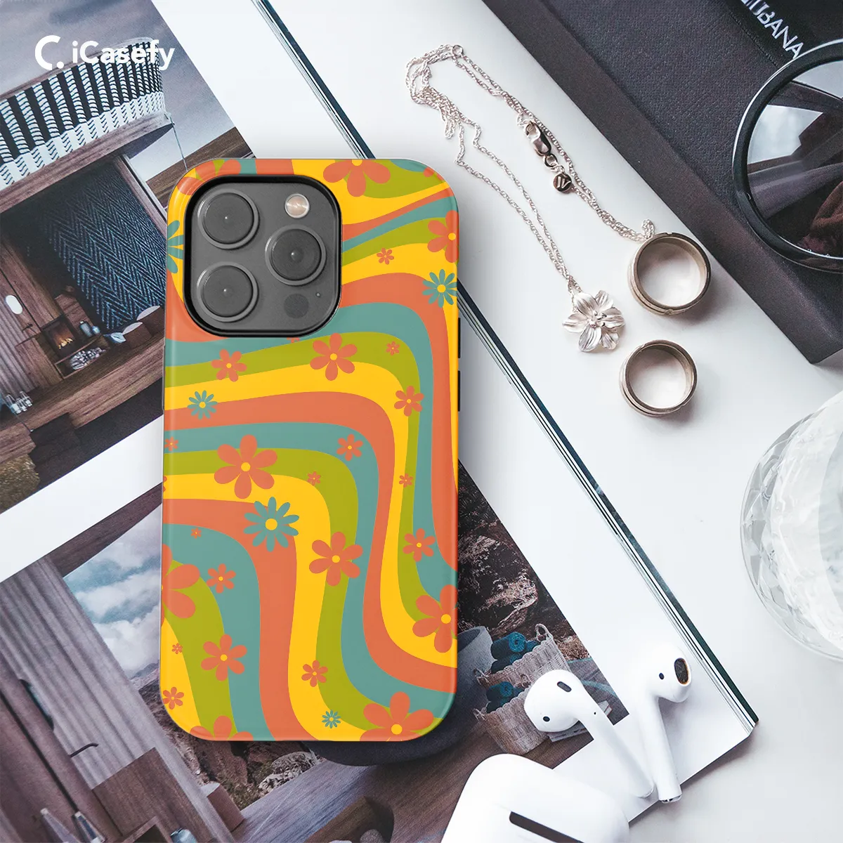 Retro Aesthetic Hippie Flowers Colorful Groovy Vibe Phone Case iPhone Samsung Cover Pixel 649