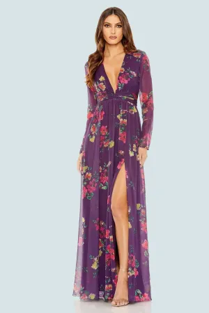 Ruched Top with Deep V-Neckline Gown | Mac Duggal Dress 68558