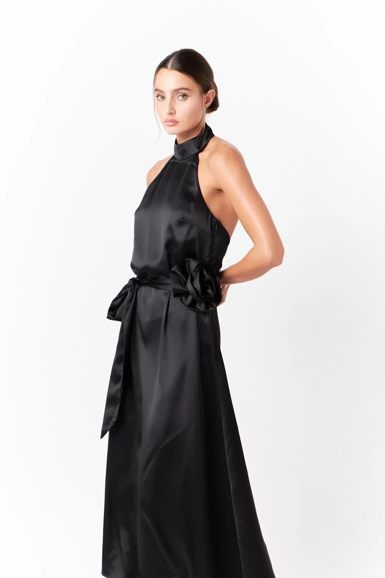 Satin Halter Maxi Dress