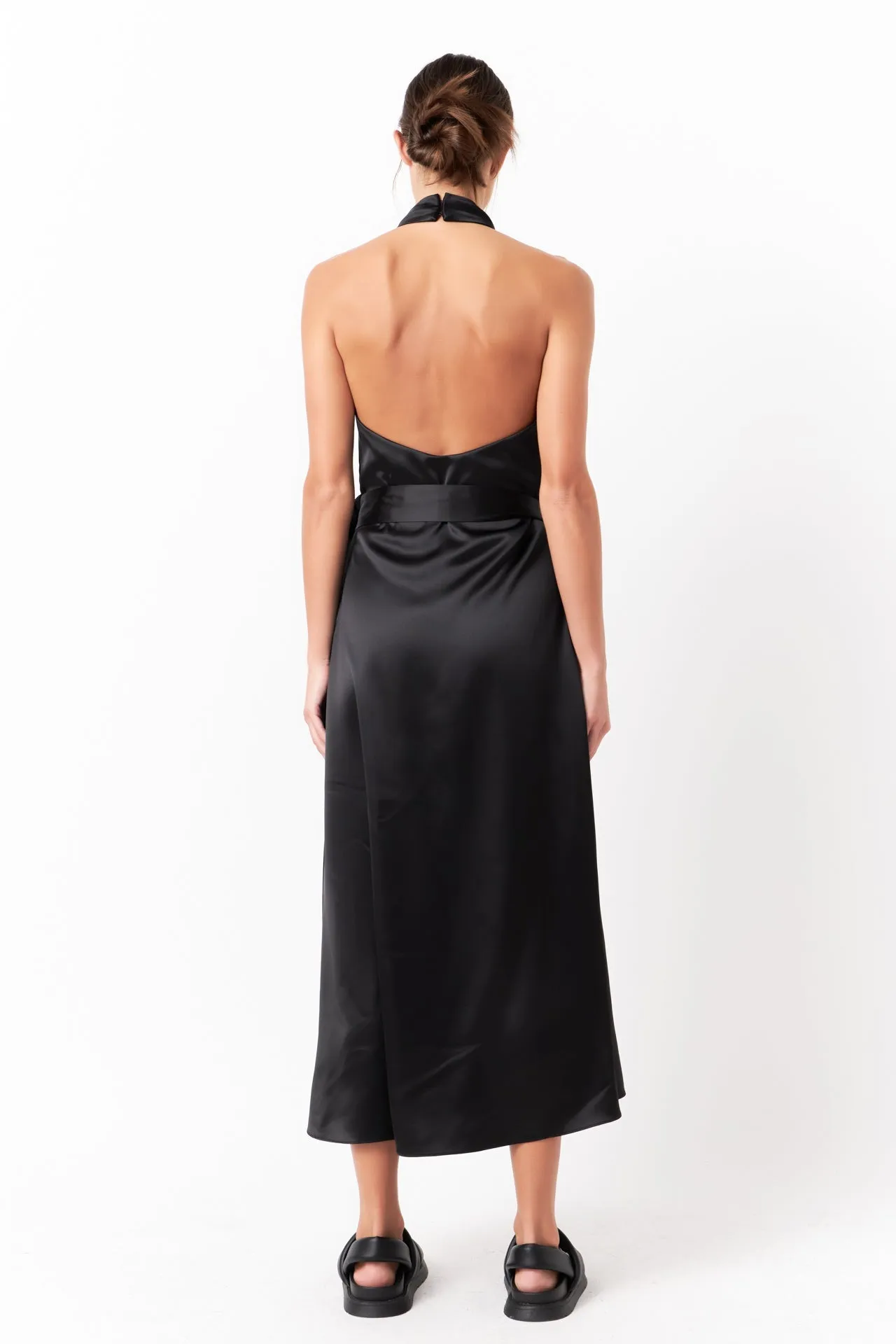 Satin Halter Maxi Dress