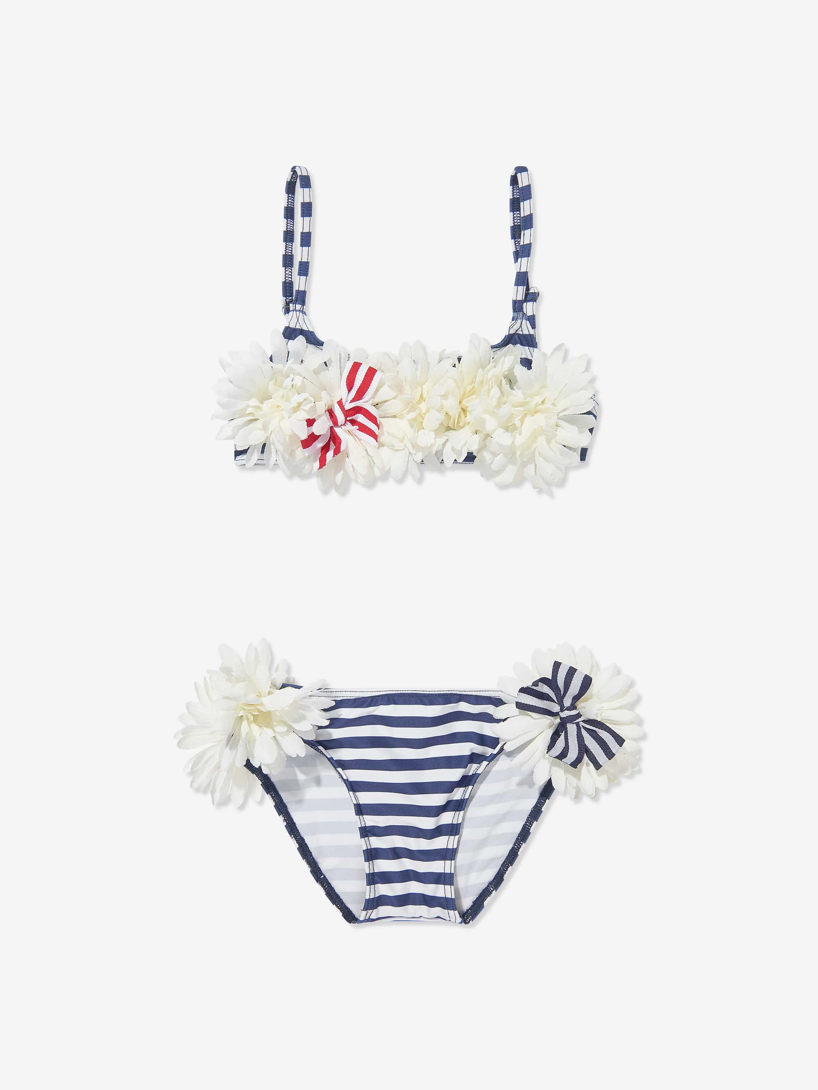 Selini Action Girls Striped Flower Bikini in Blue