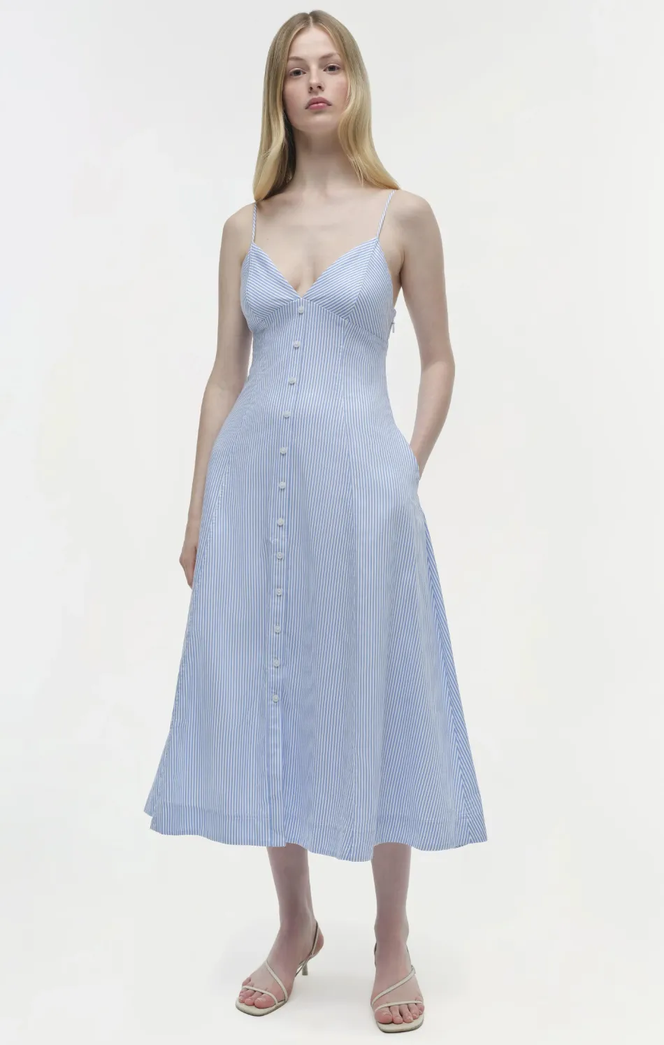 Simkhai Honor Cami Midi Dress in Blue Hydrangea Stripe