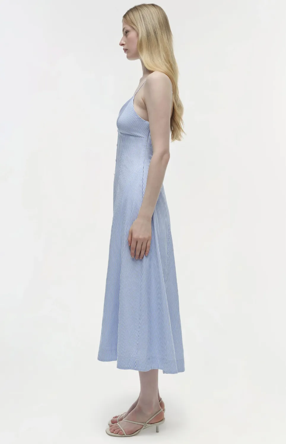 Simkhai Honor Cami Midi Dress in Blue Hydrangea Stripe