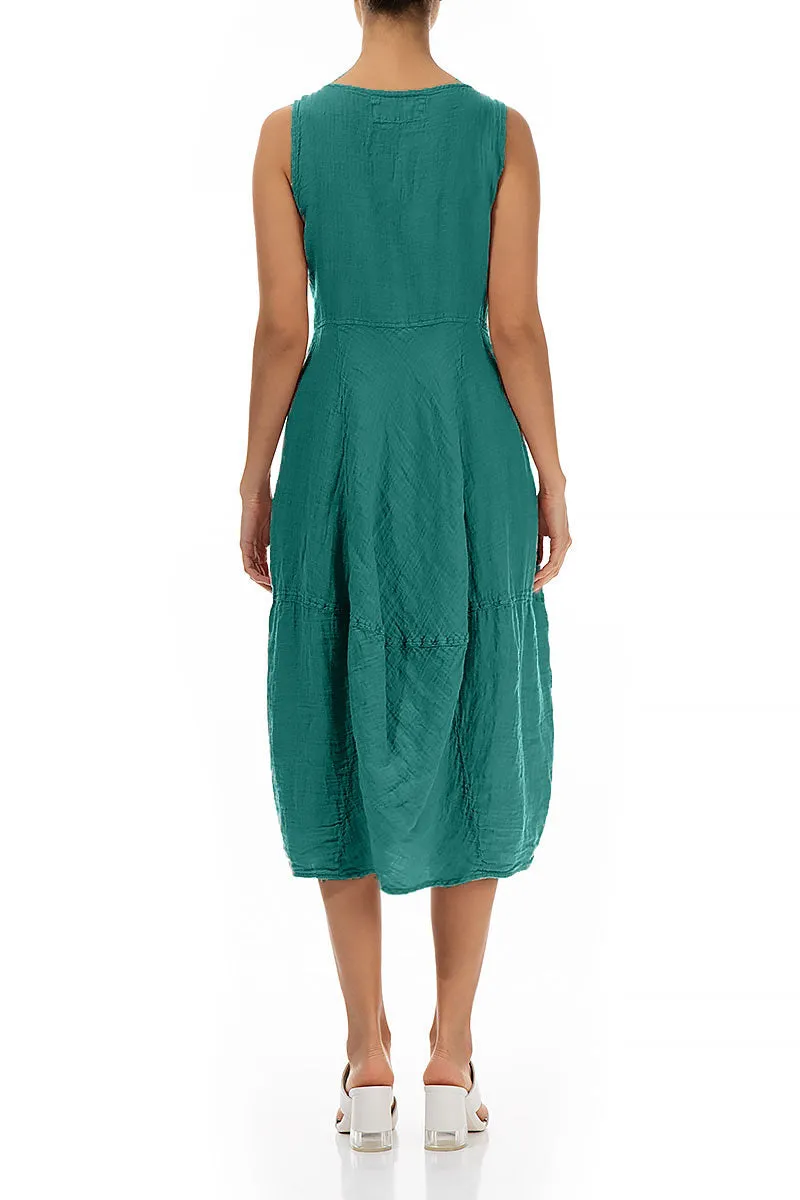 Sleeveless Balloon Turquoise Crêpe Linen Dress