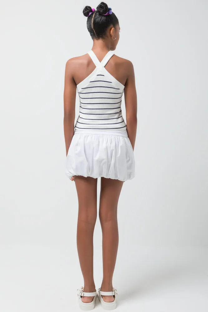 Stripe Cross Over Top White