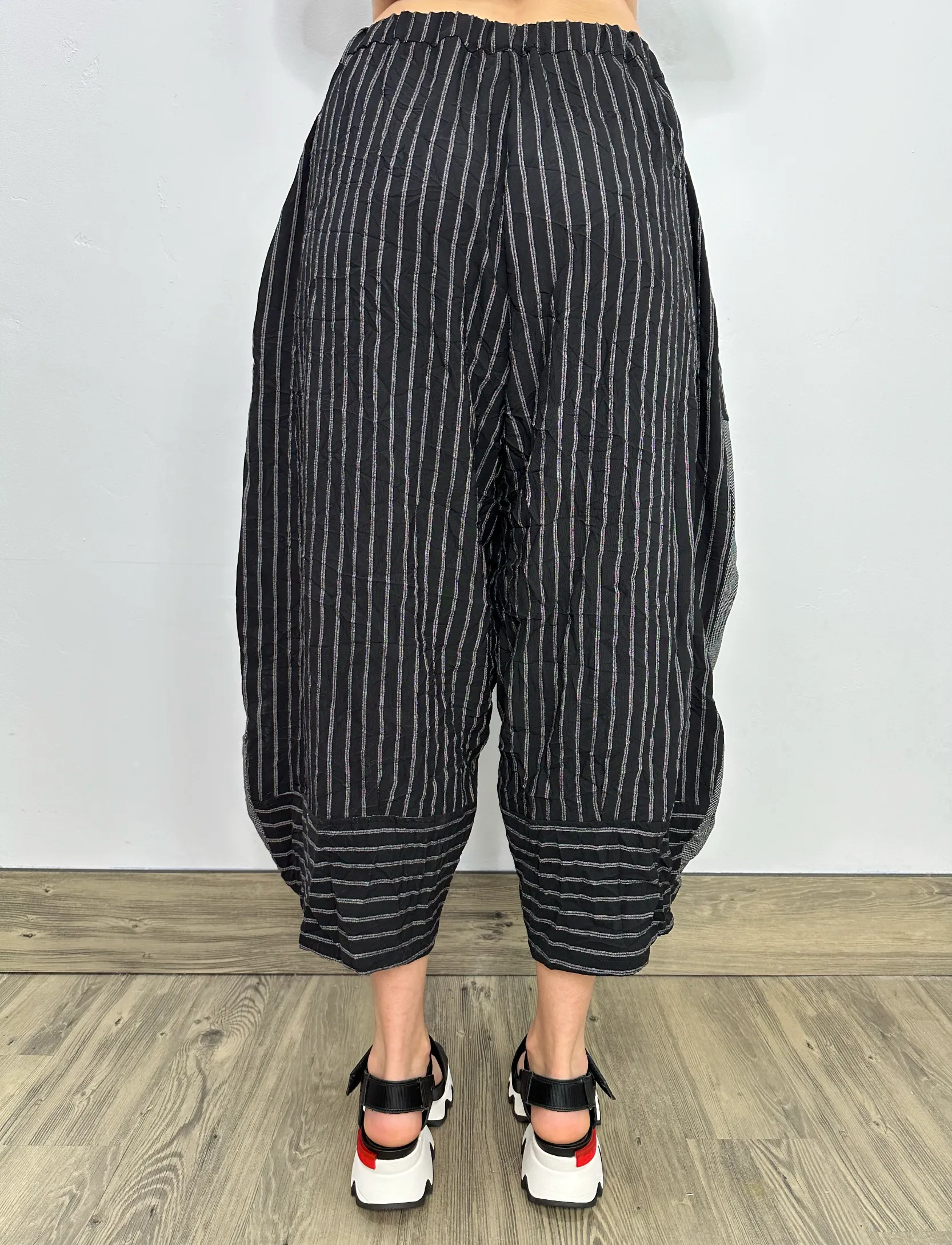 Striped Harem Pant with Knee Detail