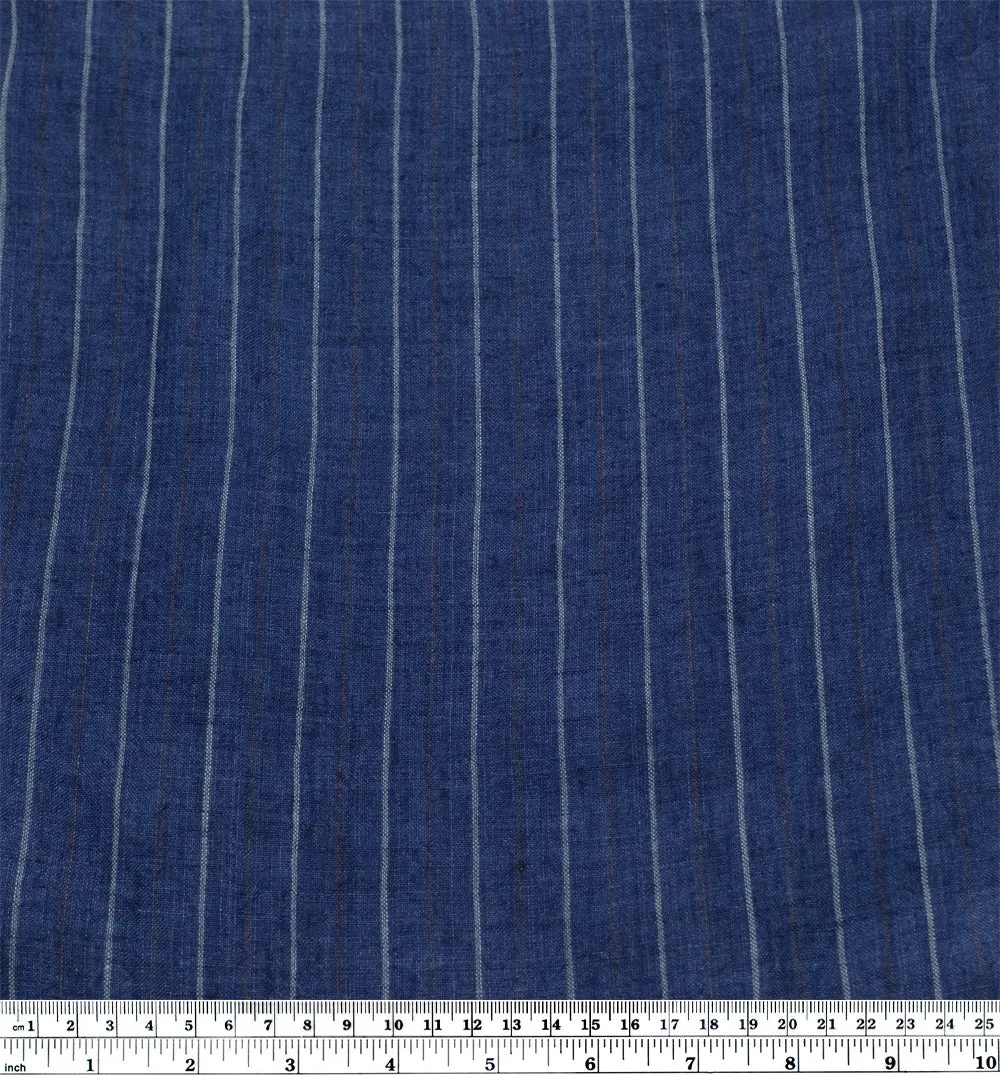 Striped Stonewashed Linen - Blueberry