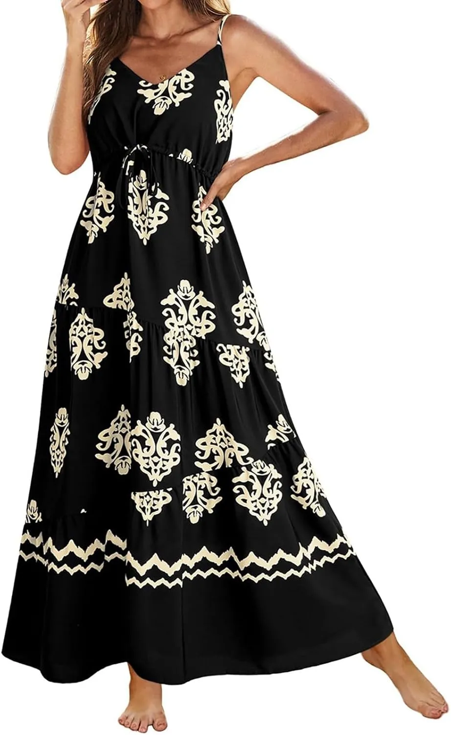 Sundresses for Women 2025 Sexy V Neck Sleeveless Floral Print Maxi Dress Stylish Casual Bohemian Summer Beach Dresses