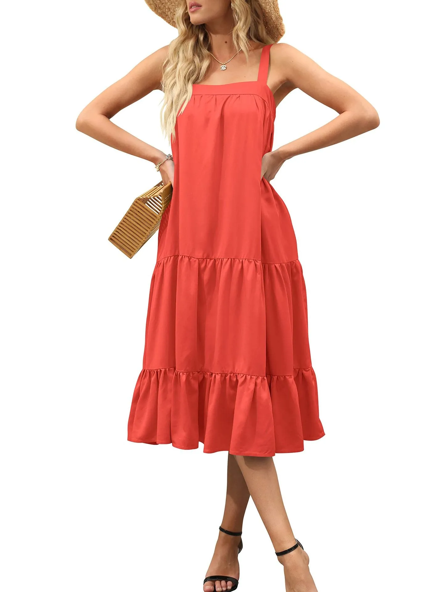 TastyHottie - Red Tiered Maxi Tent Dress