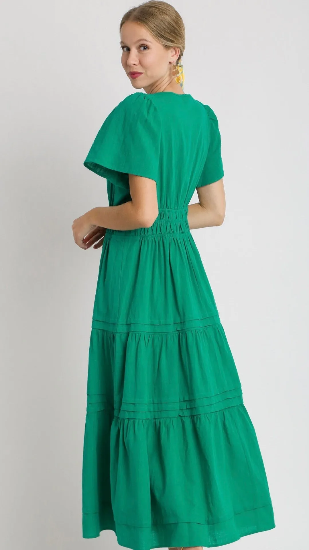 Tilly Tiered Midi Dress Jade