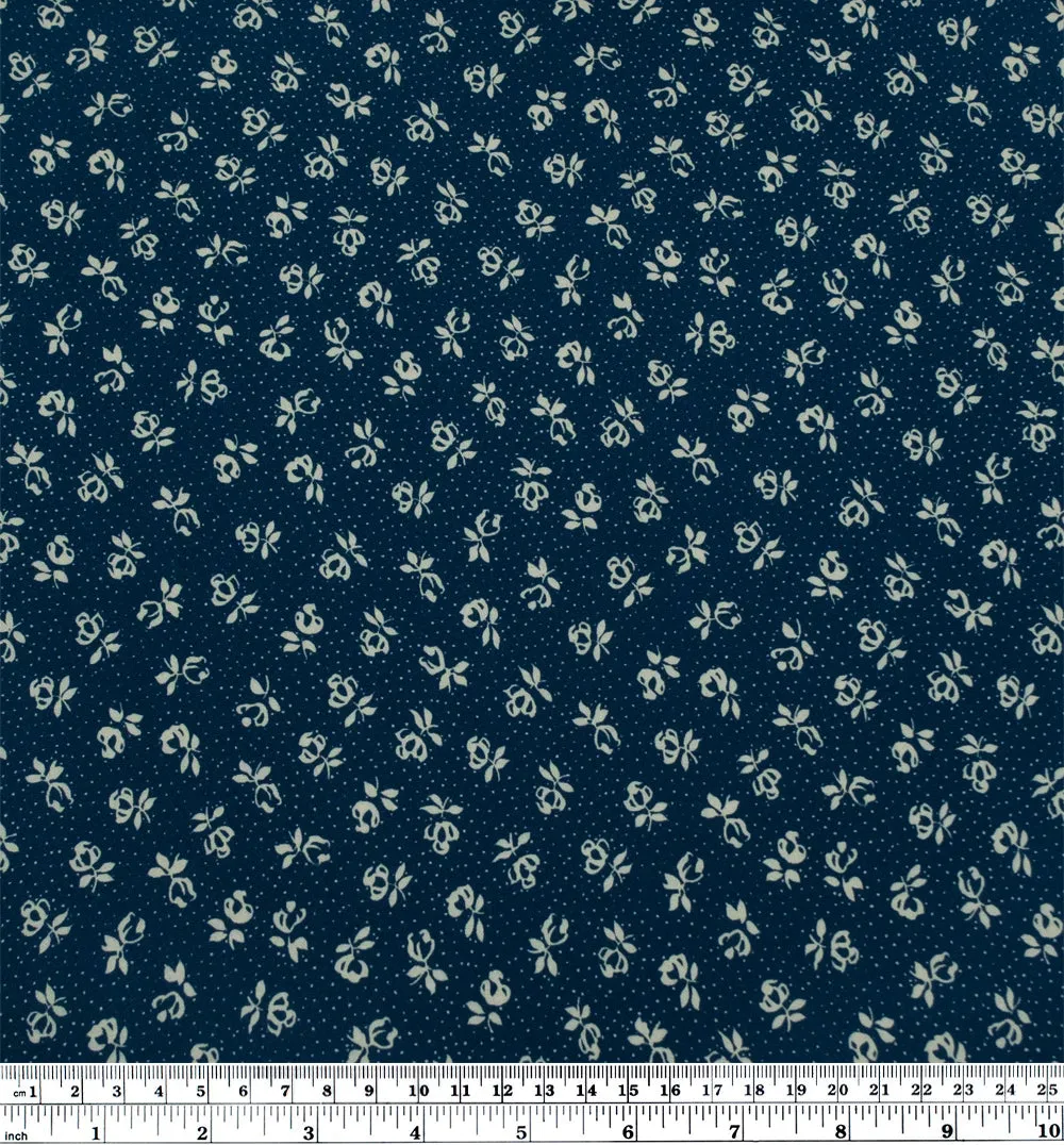 Twilight Rose Printed Viscose Challis - Indigo