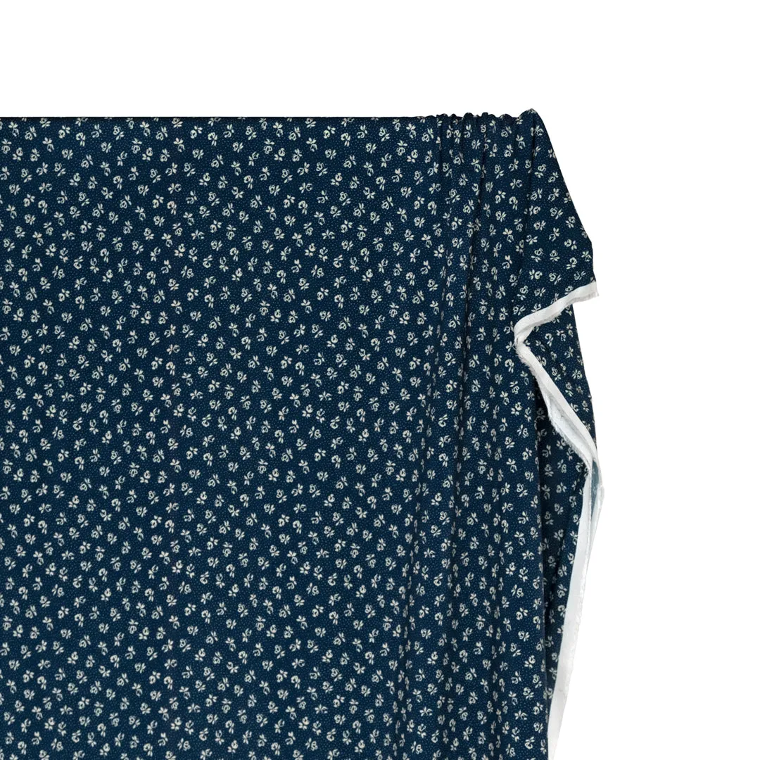 Twilight Rose Printed Viscose Challis - Indigo